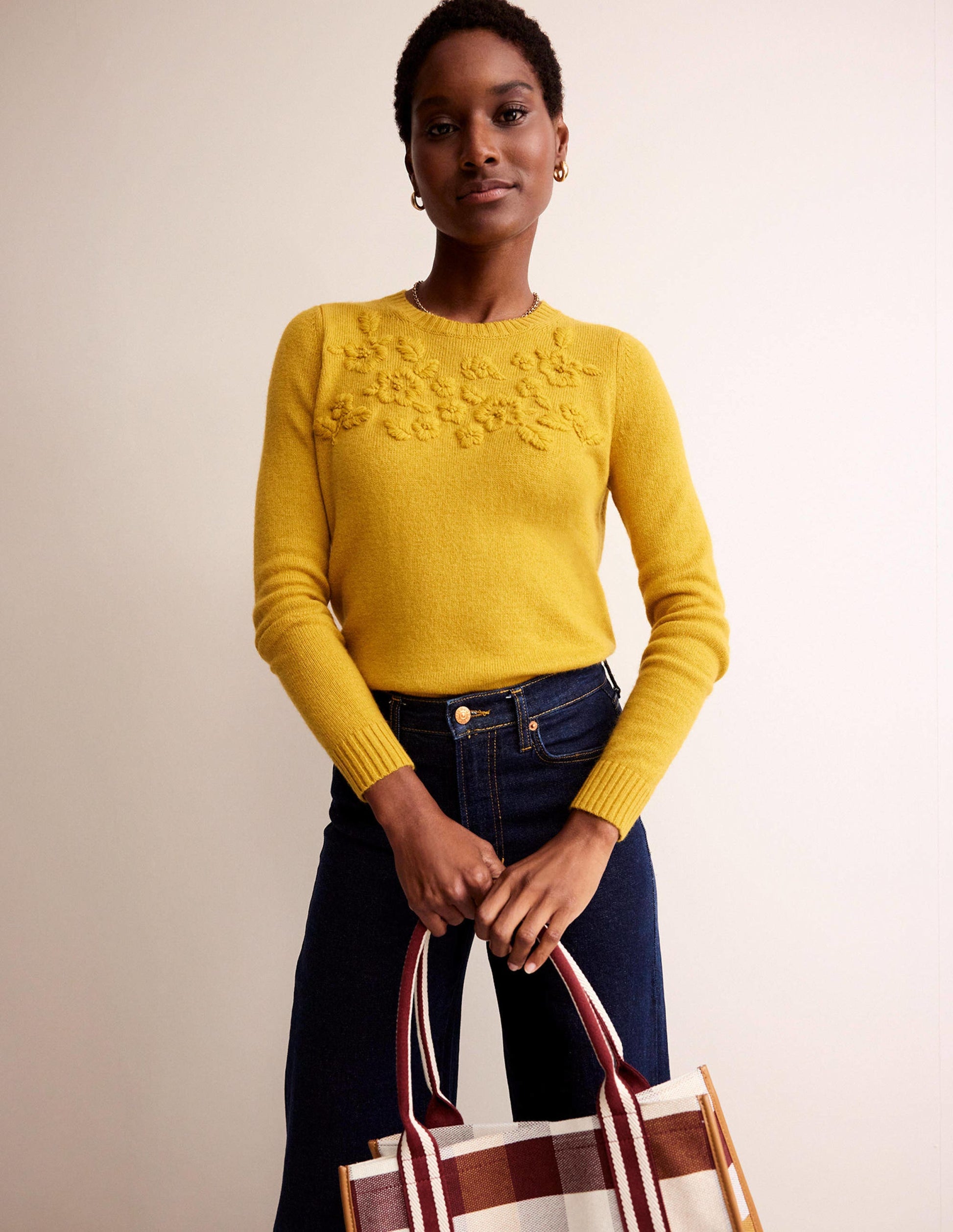 Embroidered Crew-Neck Sweater-Dijon-4