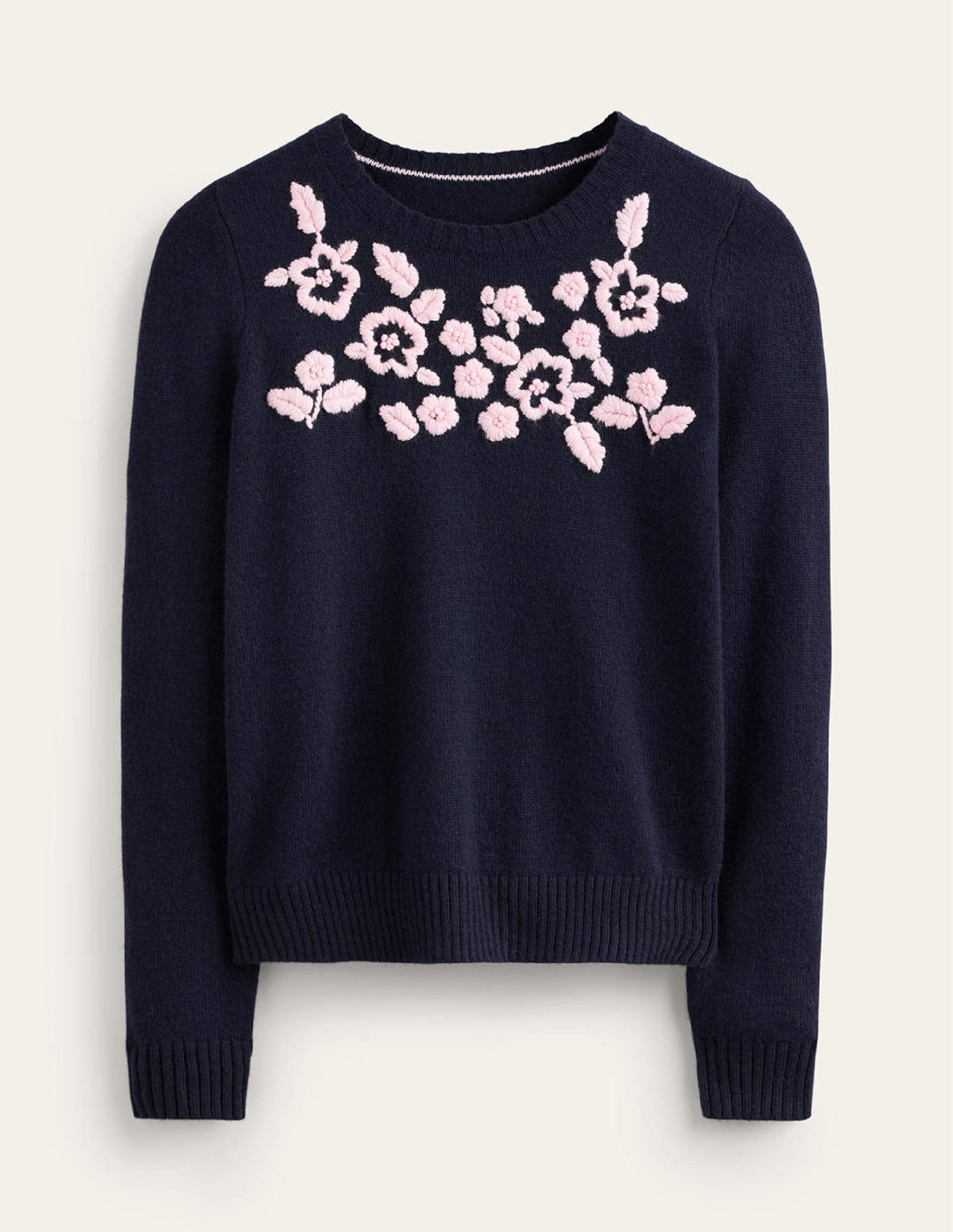 Embroidered Crew-Neck Sweater-Navy-5