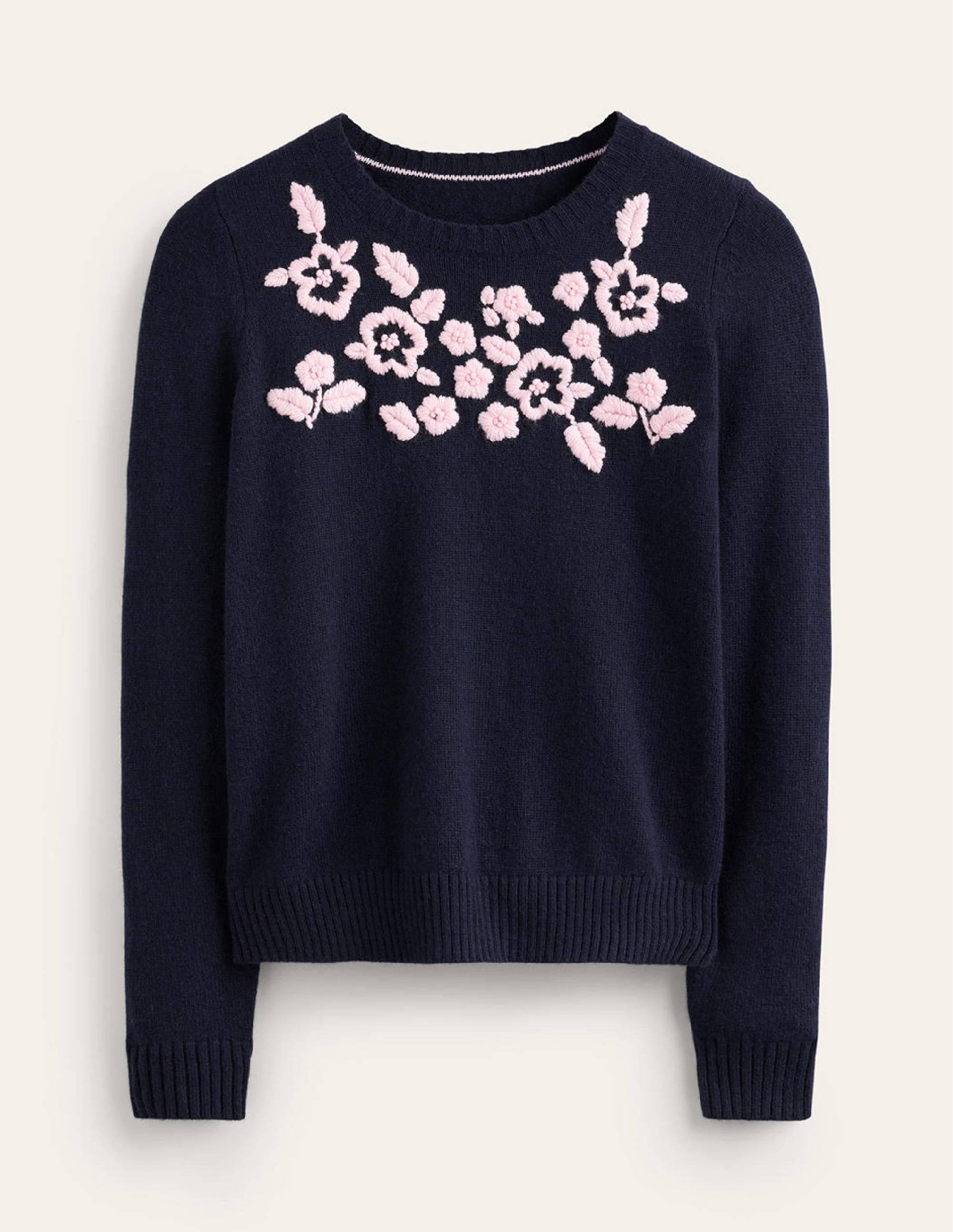 Embroidered Crew-Neck Sweater-Navy - Image 5