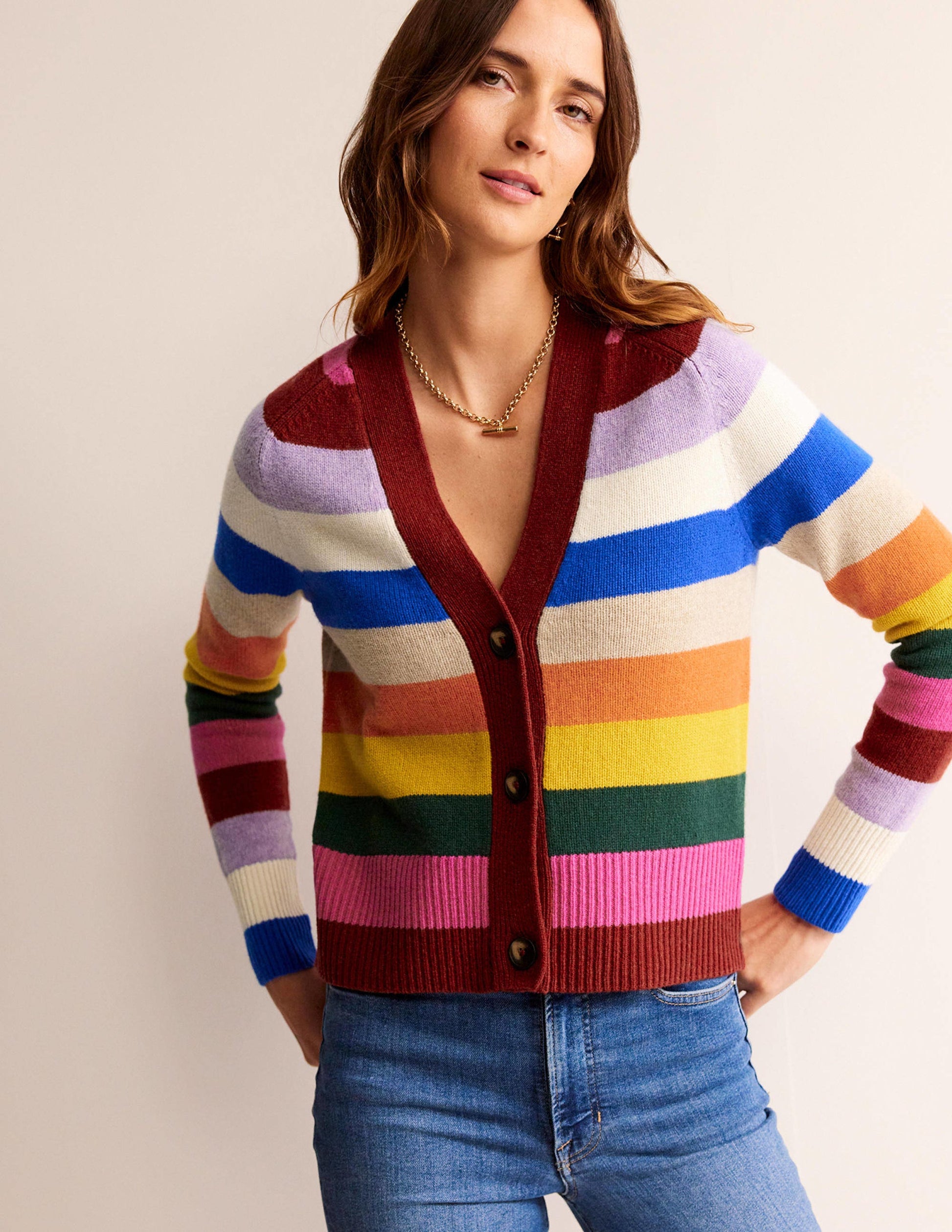 Olivia Merino Cardigan-Rainbow Multi-1