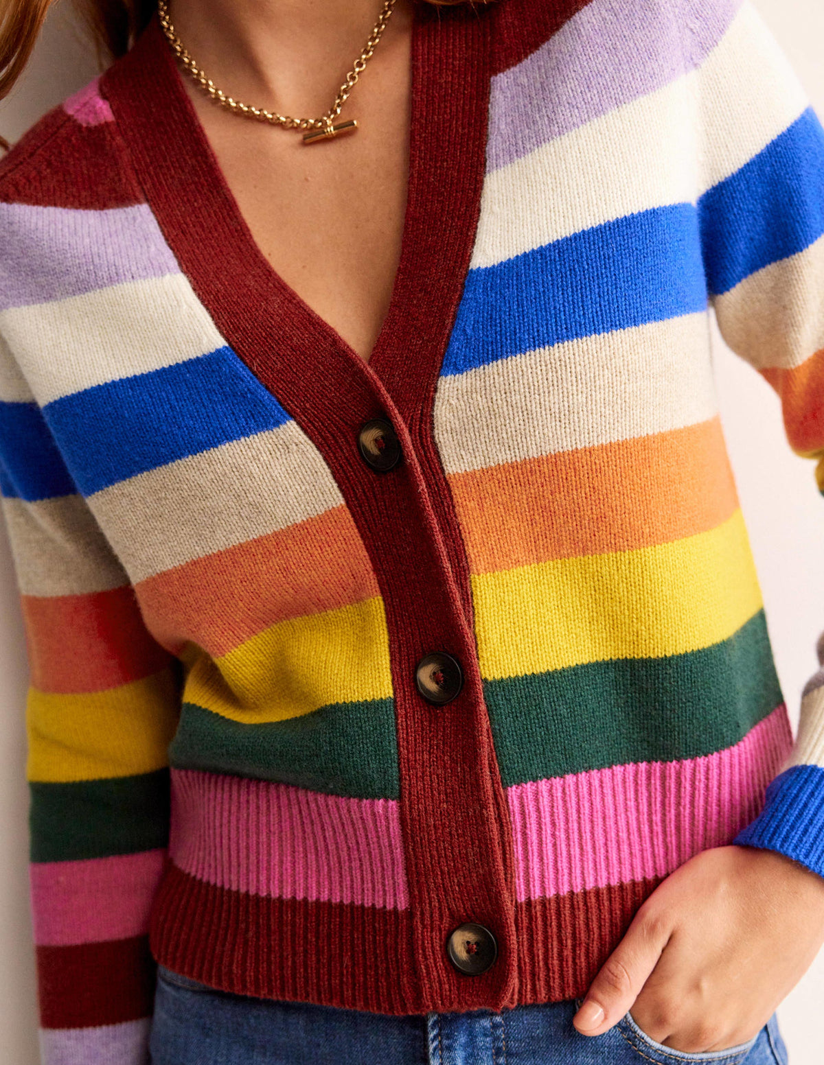 Olivia Merino Cardigan-Rainbow Multi - Image 2