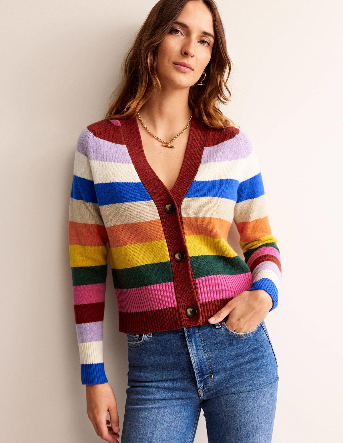 Olivia Merino Cardigan-Rainbow Multi - Image 4