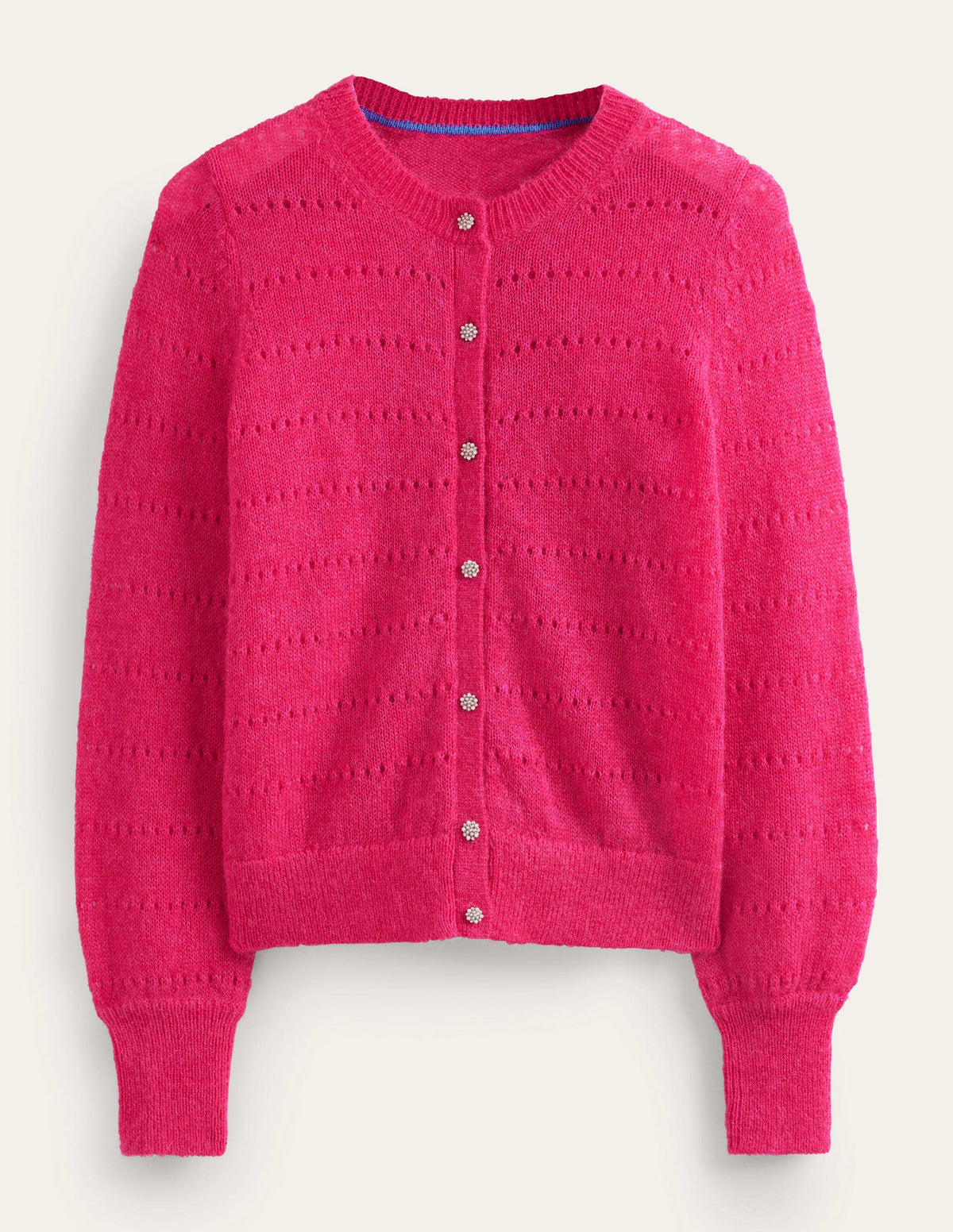 Fluffy Textured Cardigan-Vibrant Pink - Image 6