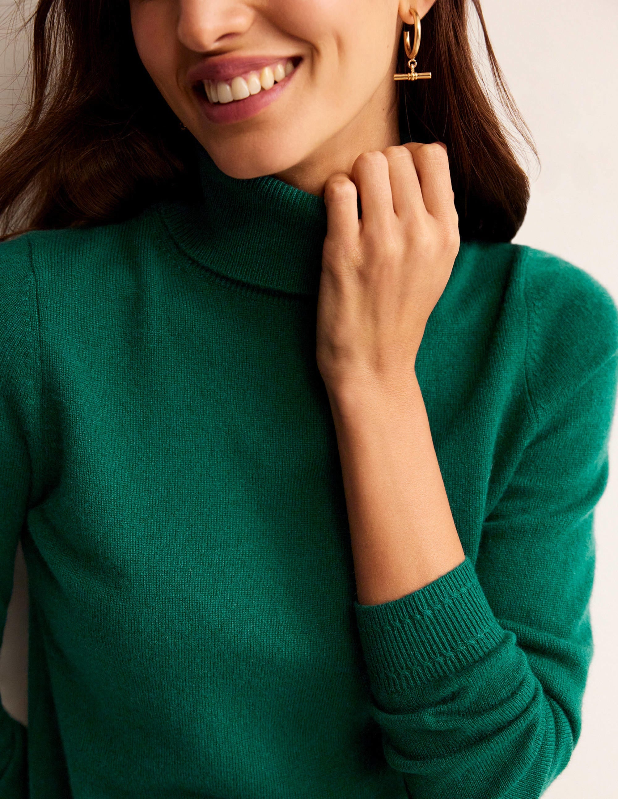 Eva Cashmere Roll-Neck Sweater-Deep Forest - Image 2