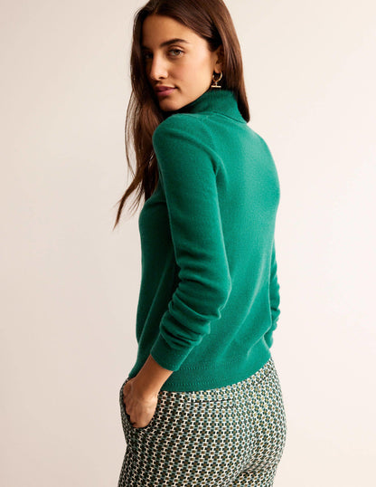 Eva Cashmere Roll-Neck Sweater-Deep Forest-3