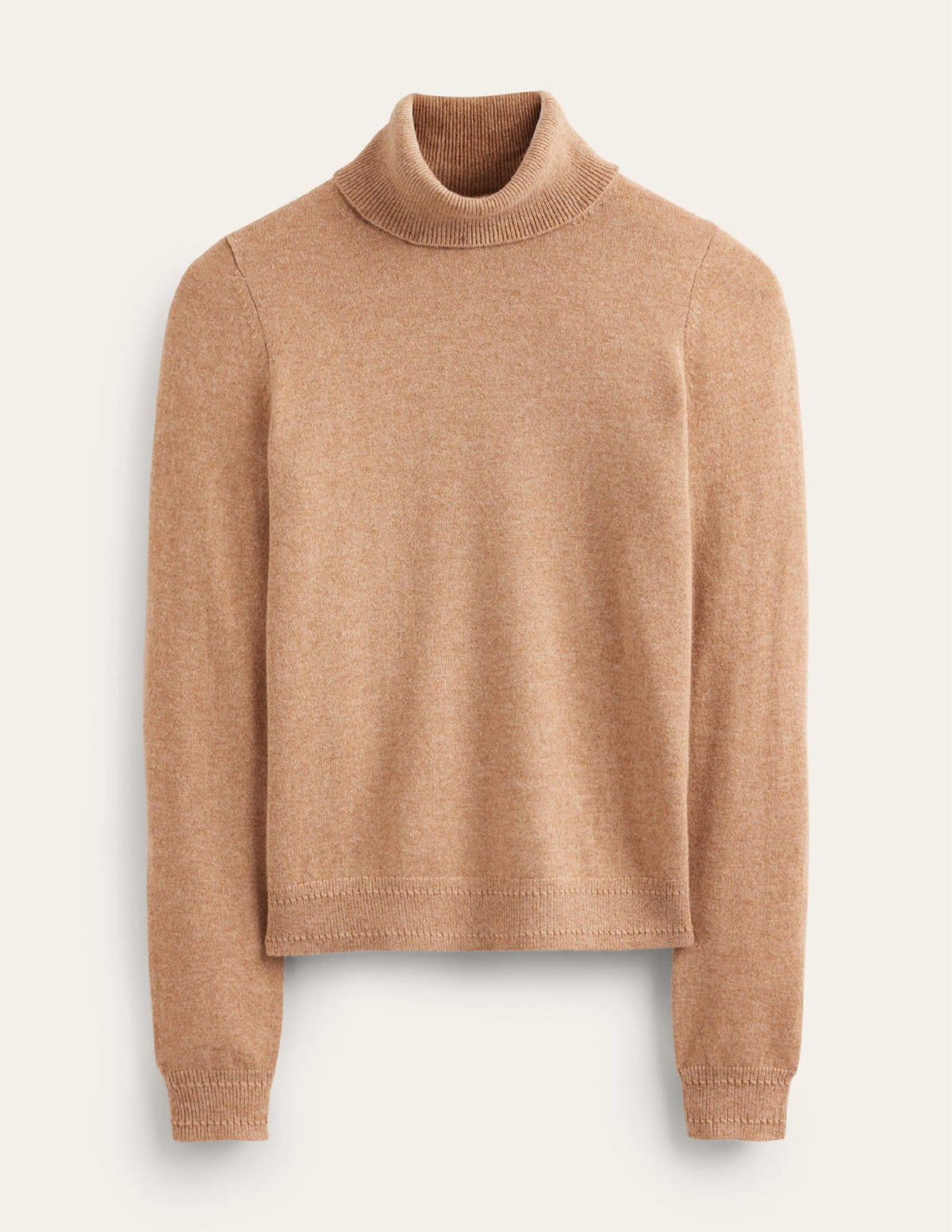 Eva Cashmere Roll-Neck Sweater-Camel Melange-5