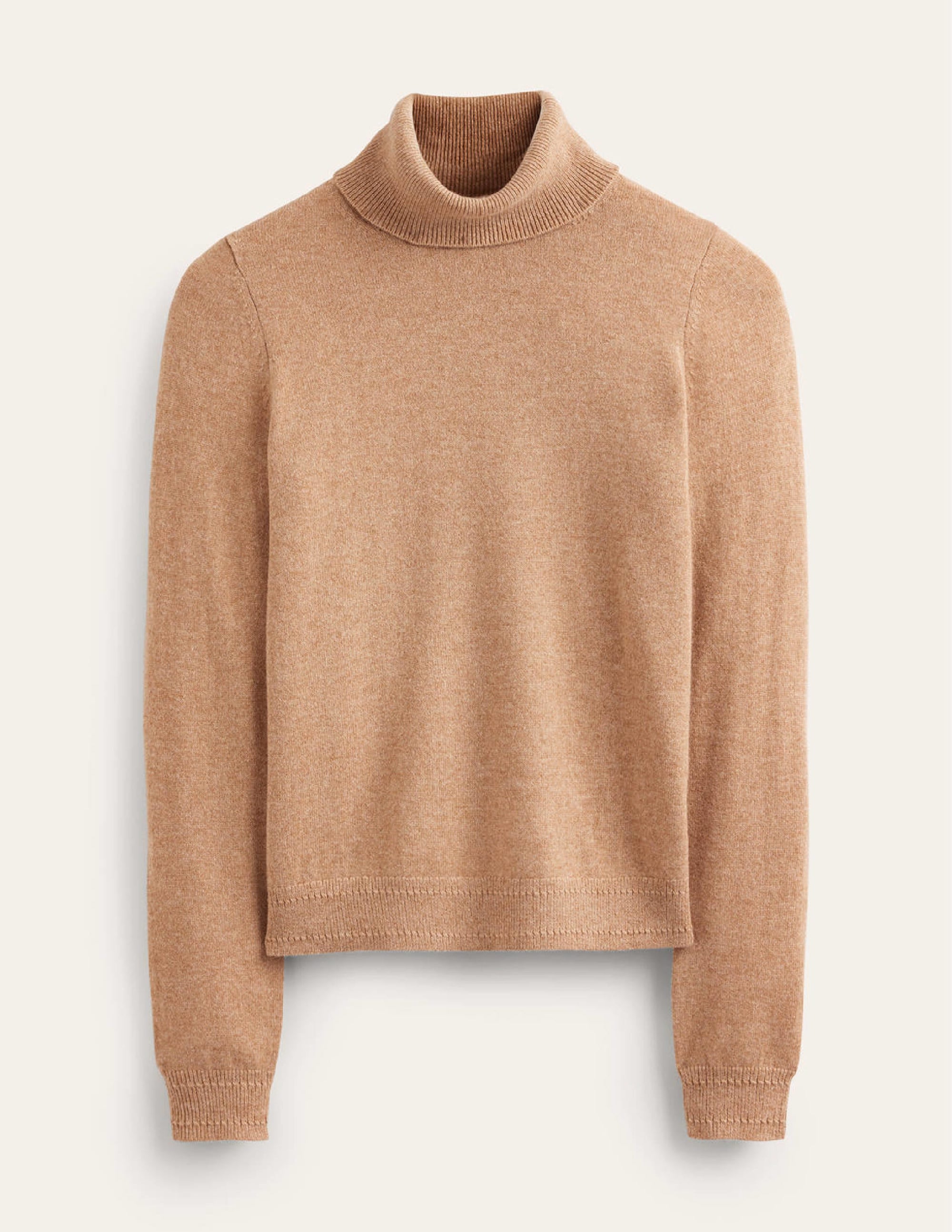 Eva Cashmere Roll-Neck Sweater-Camel Melange - Image 5
