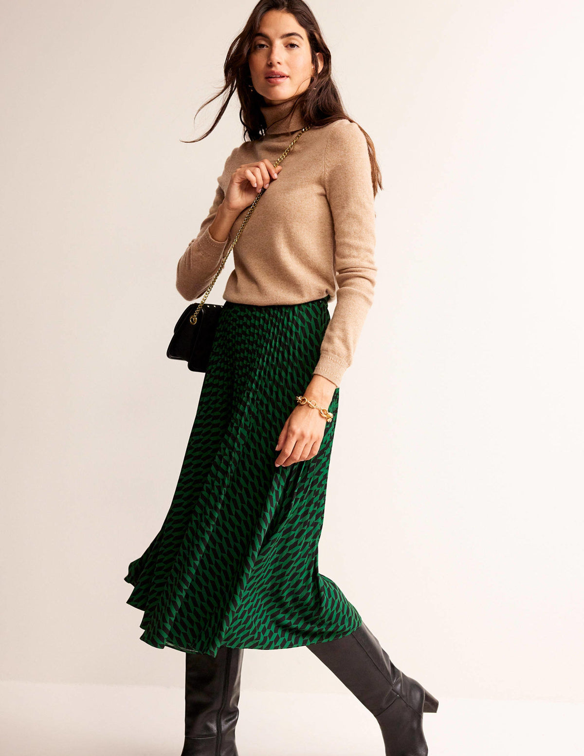 Eva Cashmere Roll-Neck Sweater-Camel Melange - Image 4