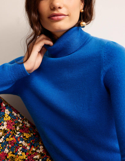 Eva Cashmere Roll-Neck Sweater-Cyan-2