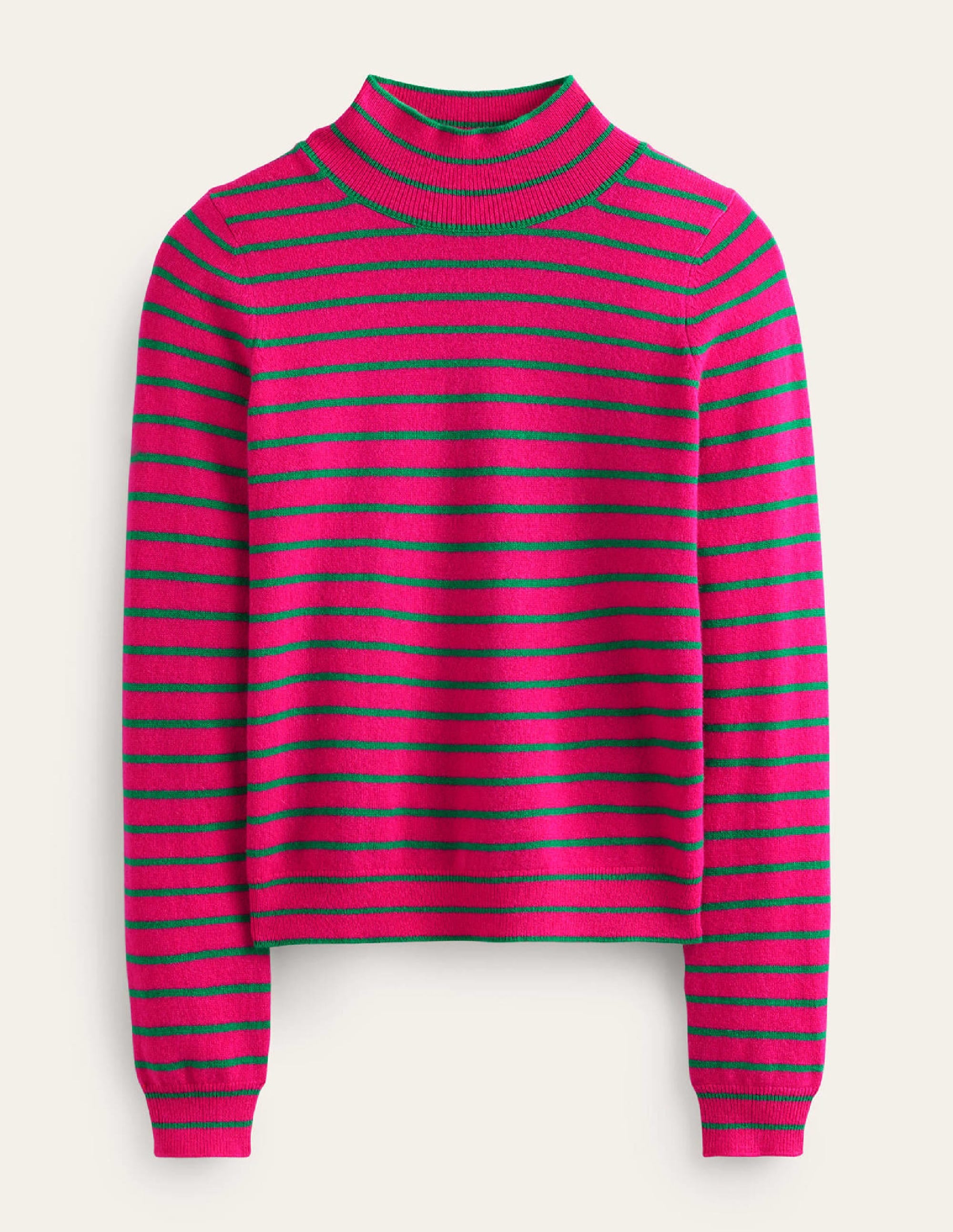 Striped Cashmere Sweater-Vibrant Pink / Veridian Green - Image 5