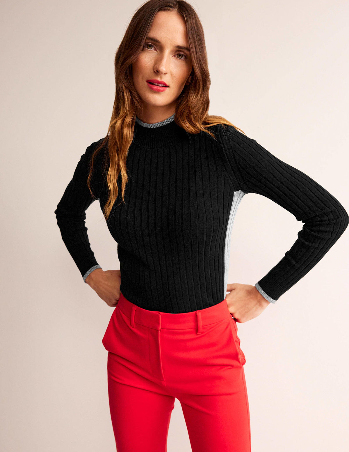 Isodora Ribbed Sweater-Black - Image 1