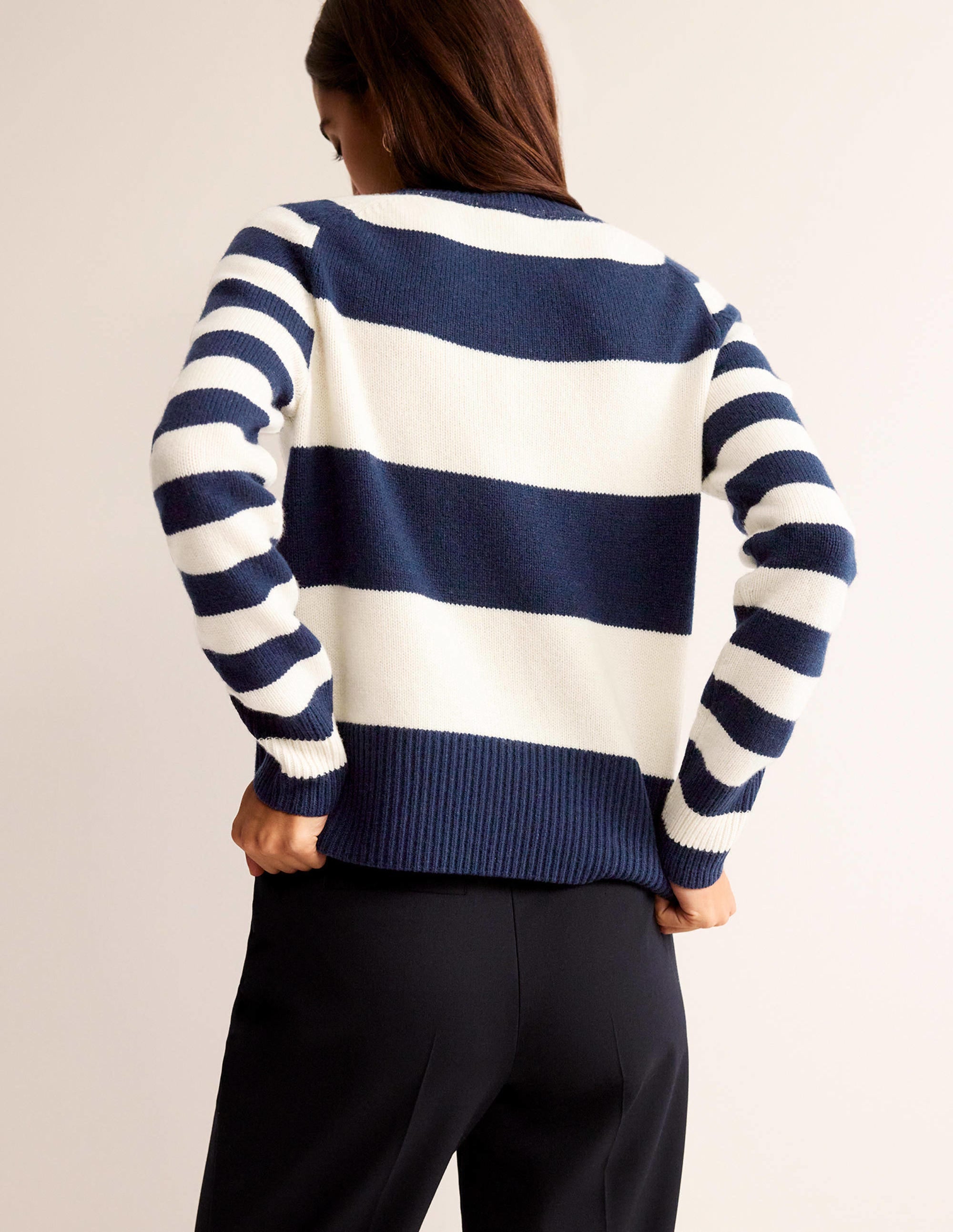 Olivia Merino Sweater-Navy and Ivory - Image 3