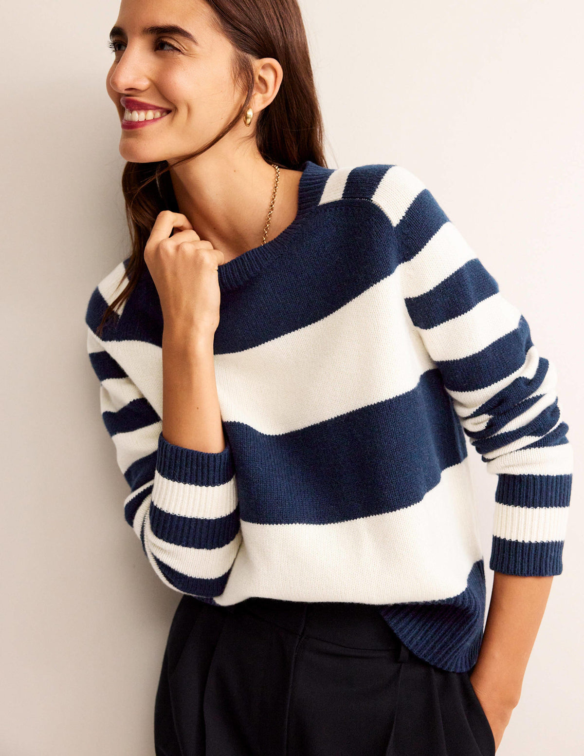 Olivia Merino Sweater-Navy and Ivory - Image 4
