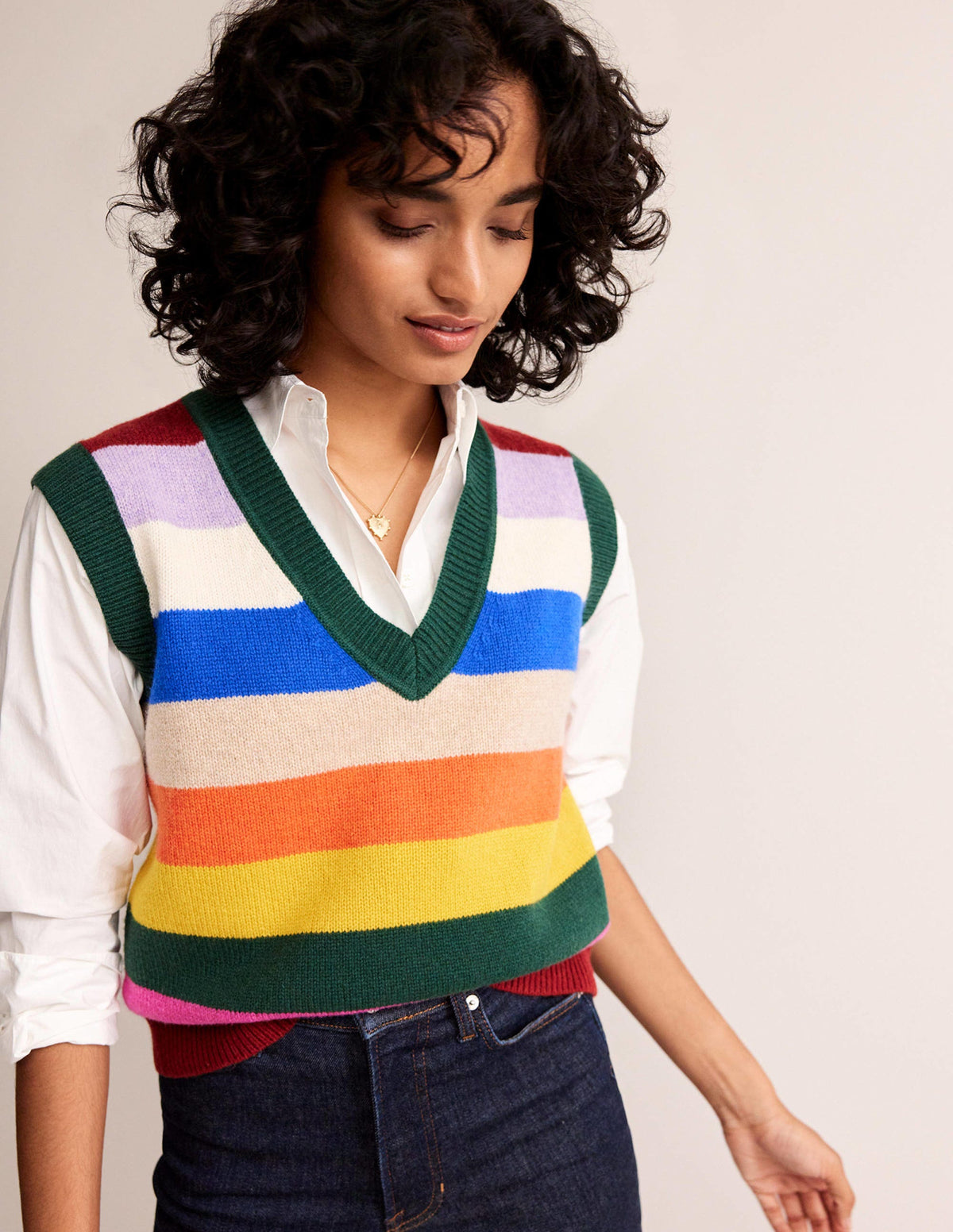Olivia Merino Vest-Rainbow Multistripe-2