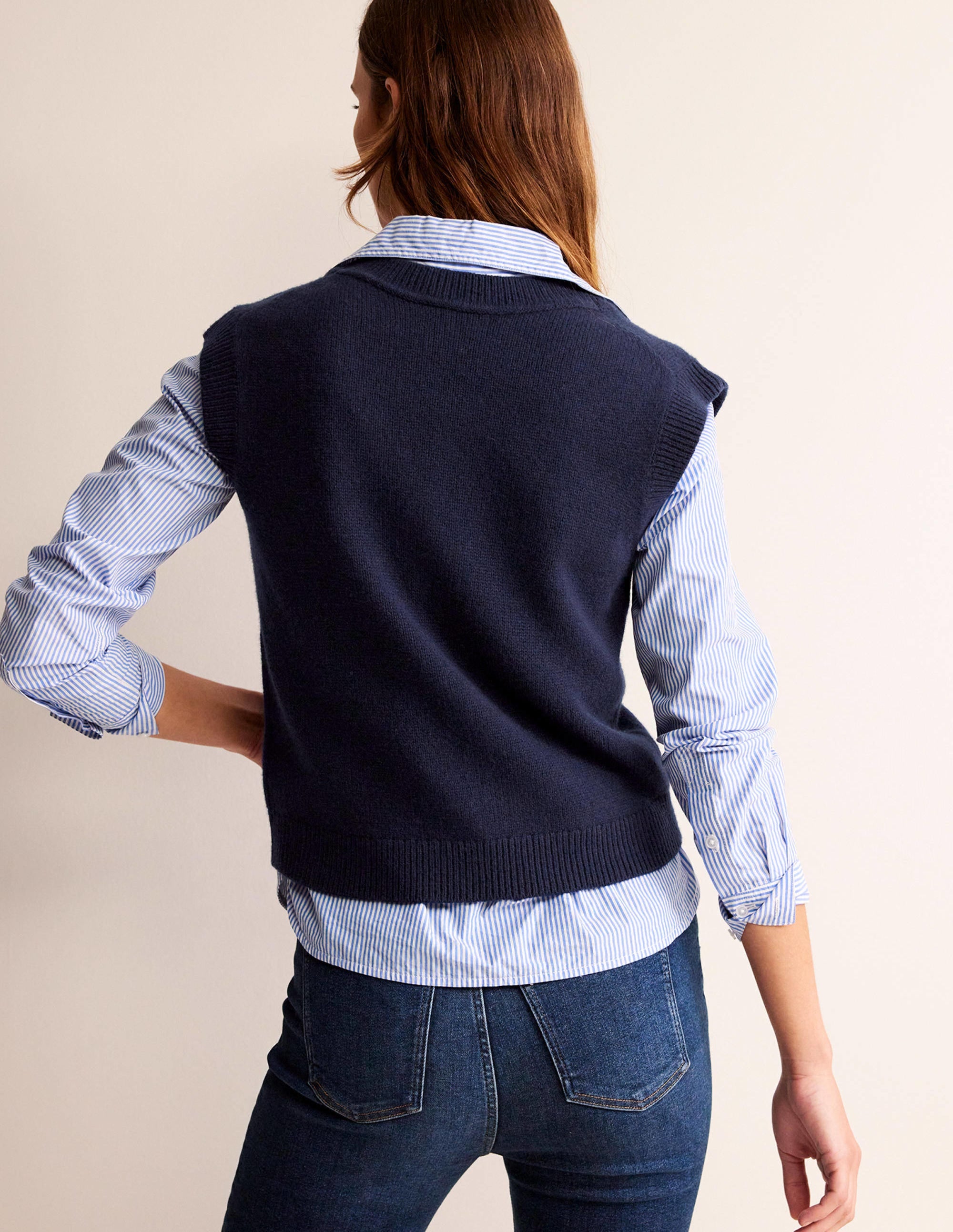 Olivia Merino Vest-Navy - Image 3