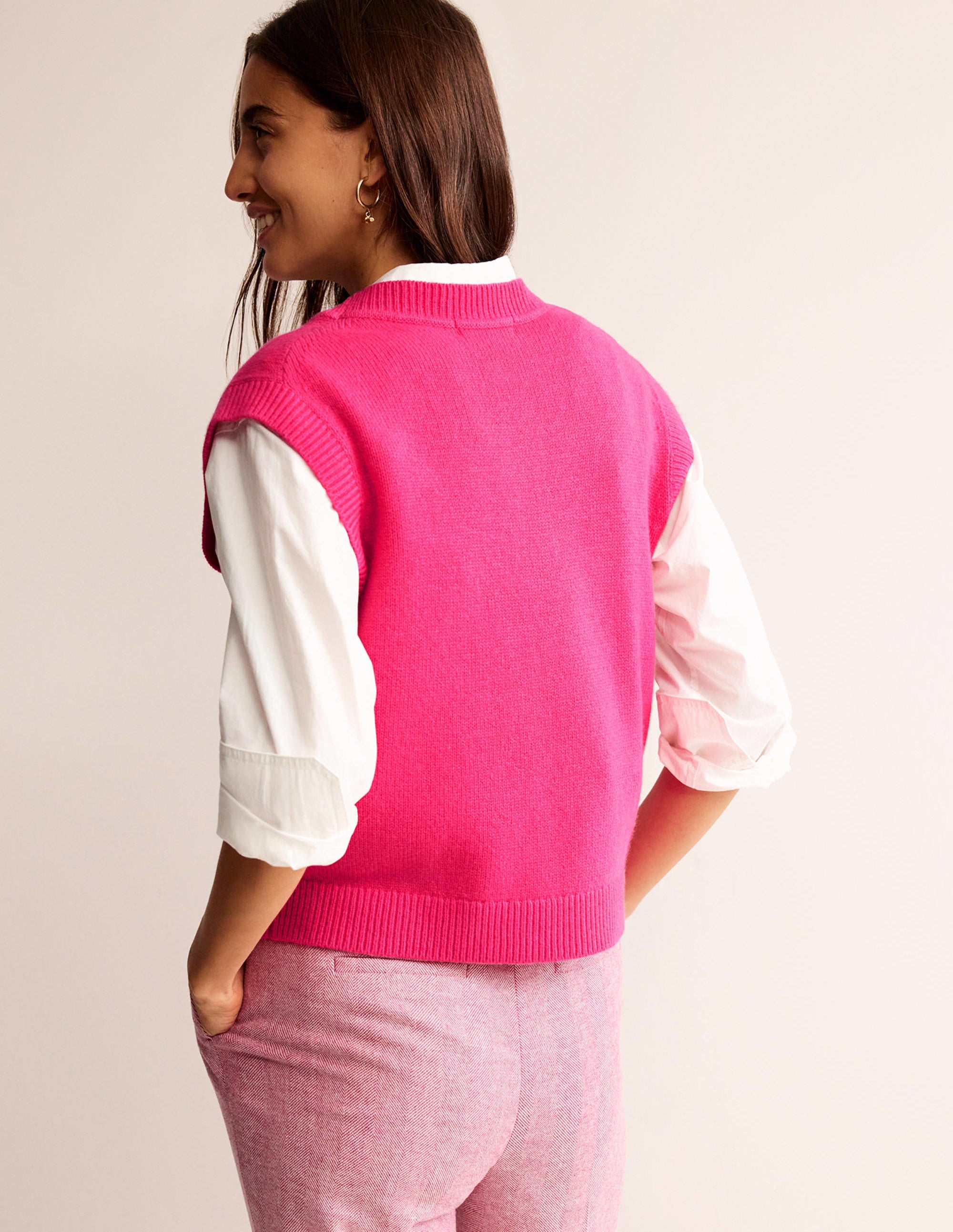 Olivia Merino Vest-Vibrant Pink - Image 3