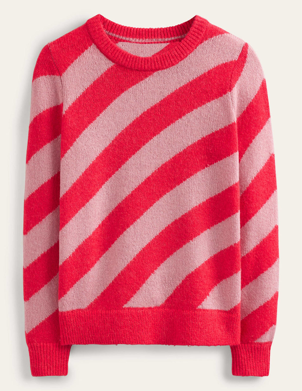 Fluffy Diagonal Stripe Sweater-Pink and Orange Stripe-6