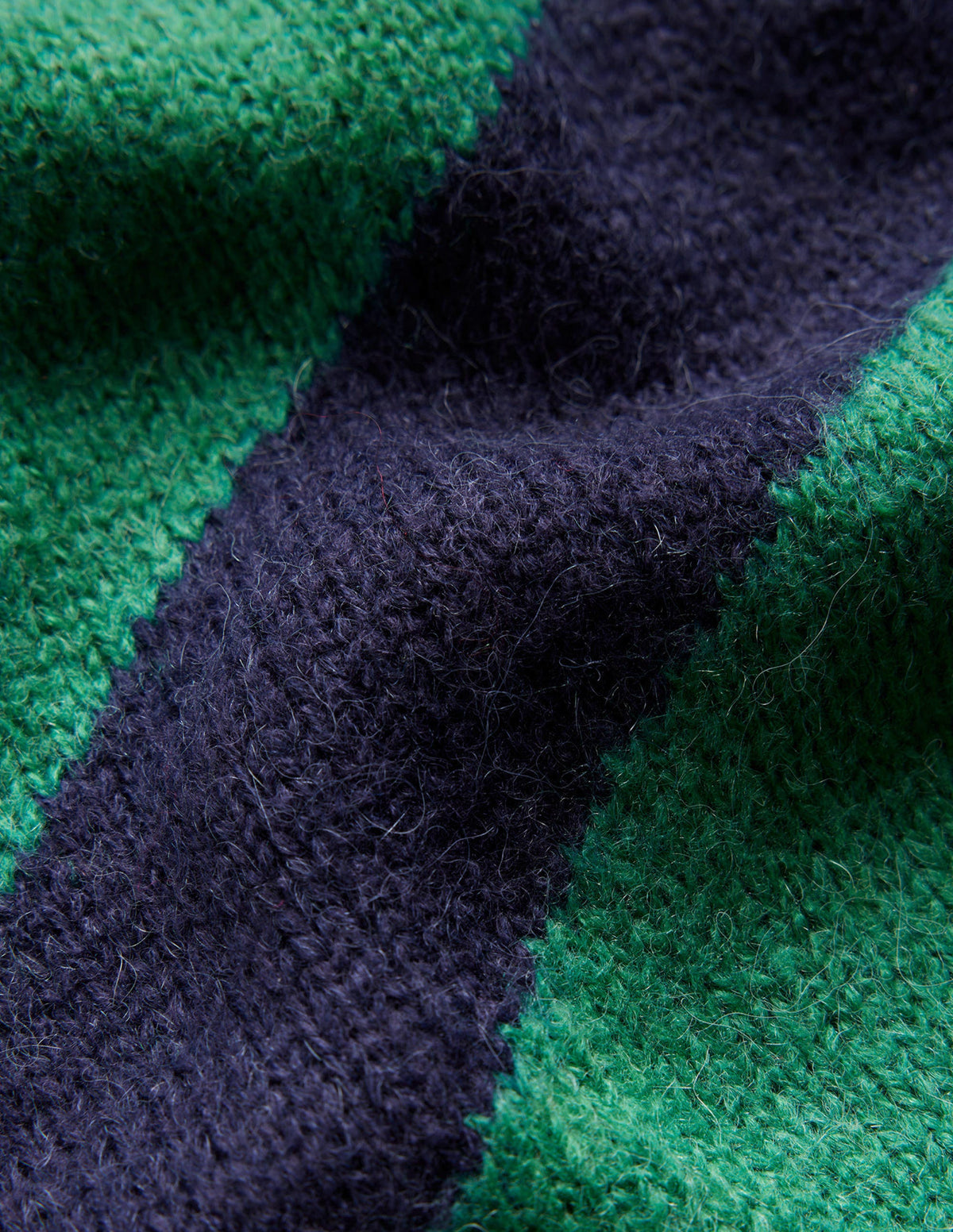 Fluffy Diagonal Stripe Sweater-Navy and Green Stripe - Image 6