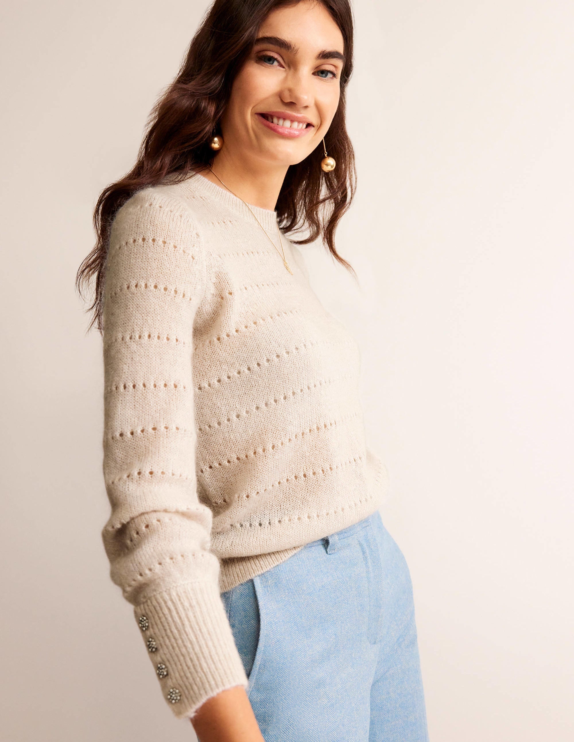 Fluffy Textured Sweater-Vanilla - Image 1