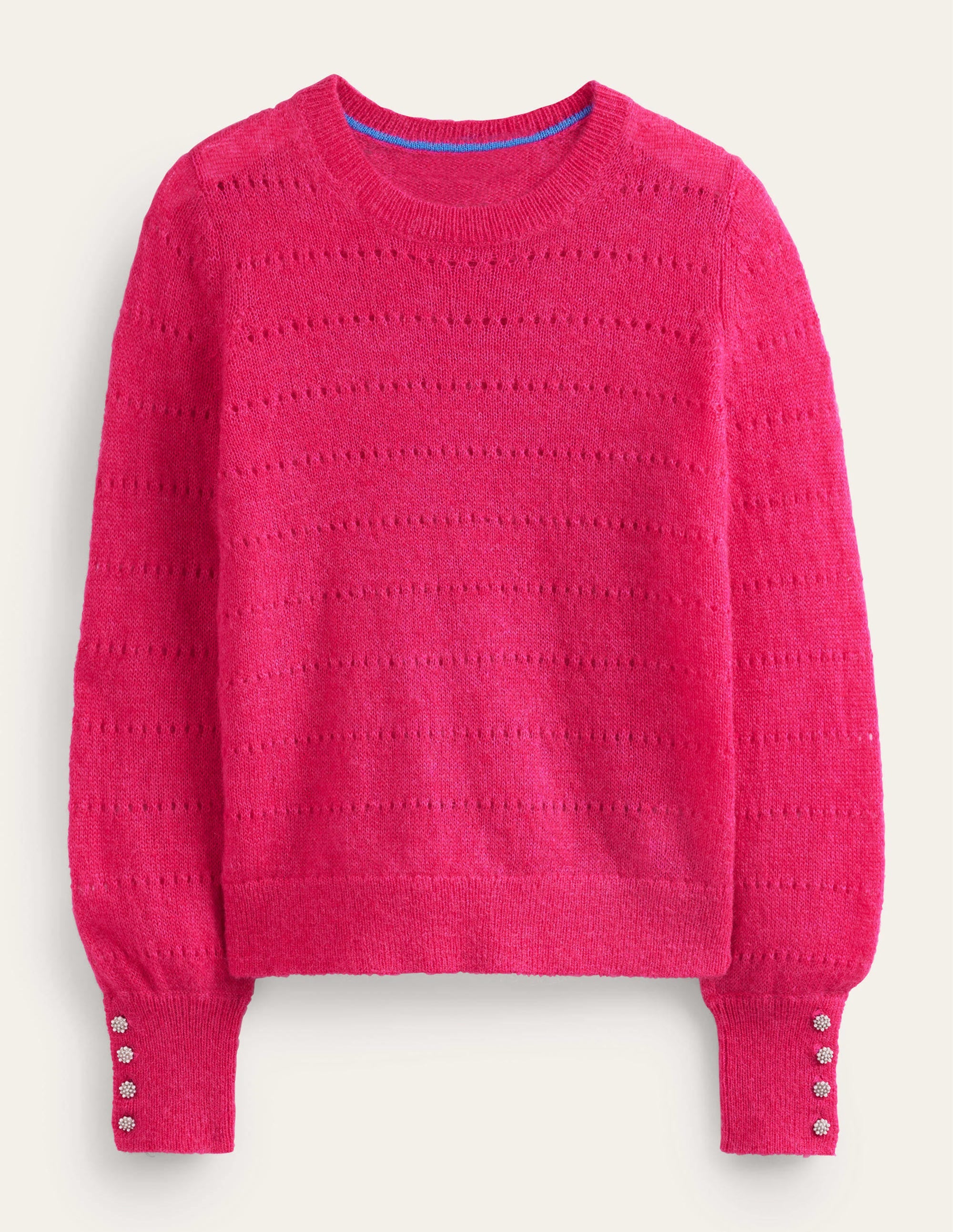 Fluffy Textured Sweater-Vibrant Pink - Image 5