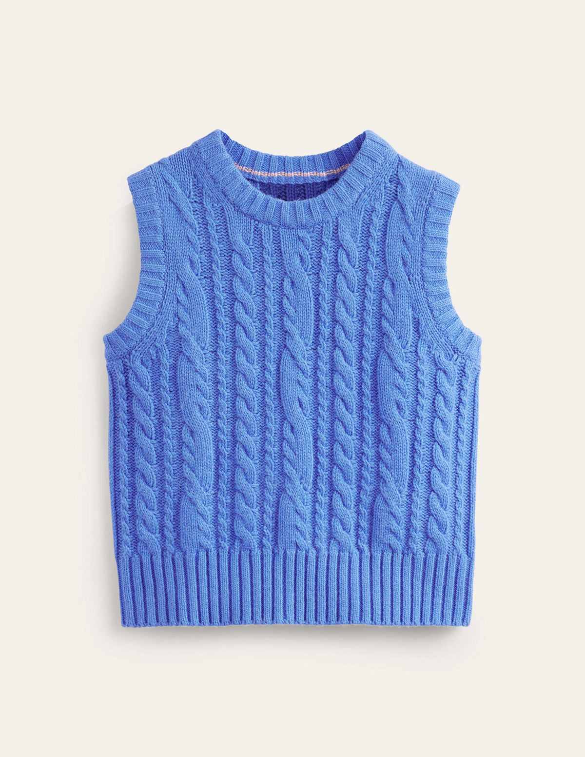 Cable Crew Neck Sweater Vest-Bright Cobalt-6