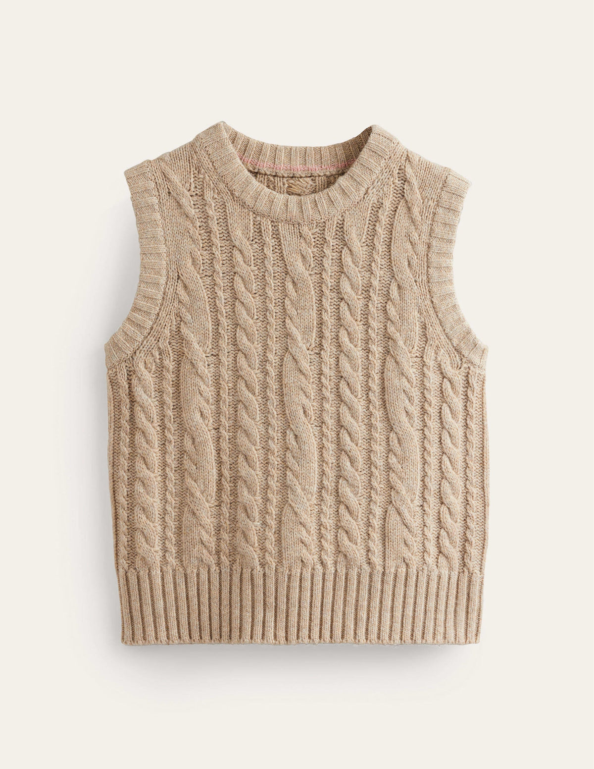 Cable Crew Neck Sweater Vest-Chinchilla Melange-5