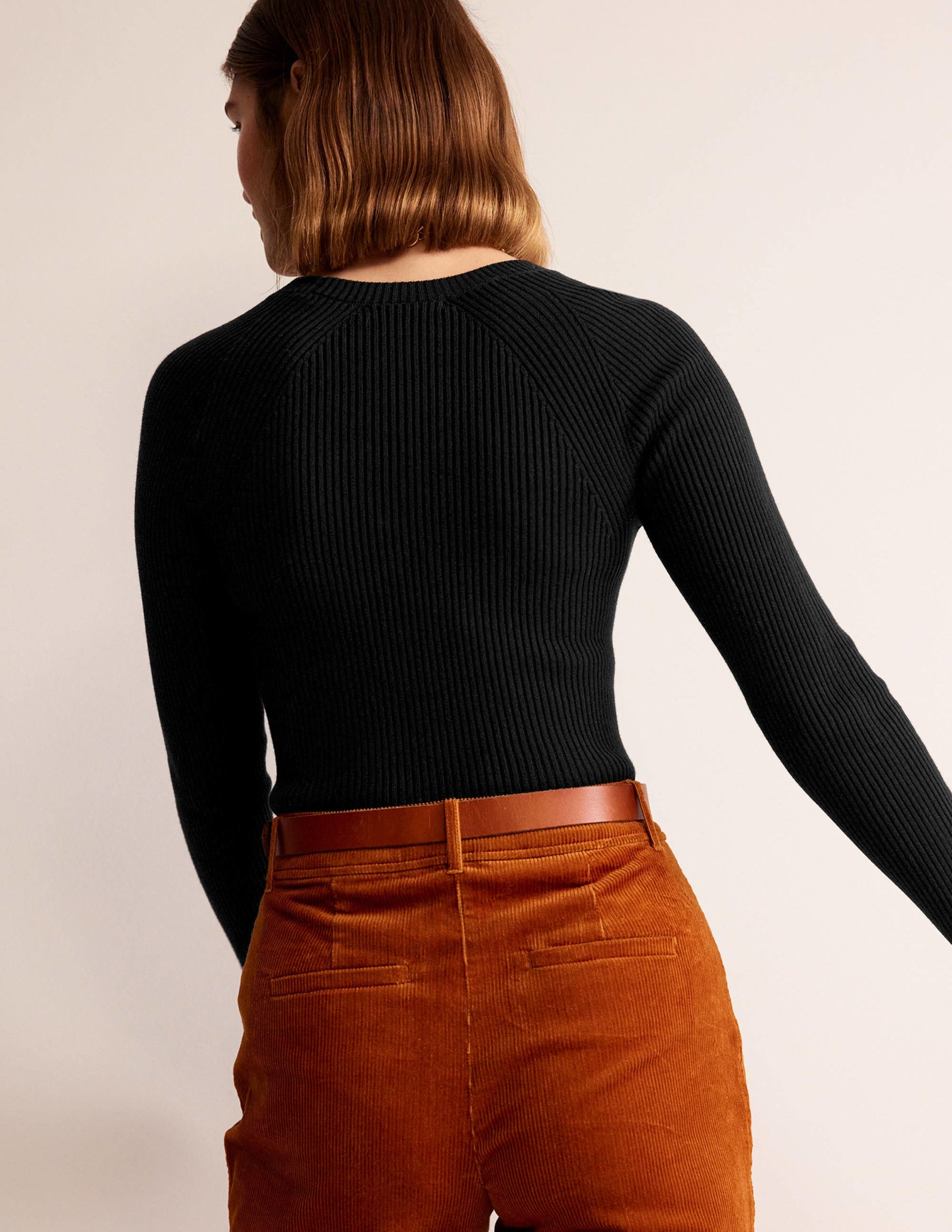 Ribbed Cotton Jumper-Black - Image 3