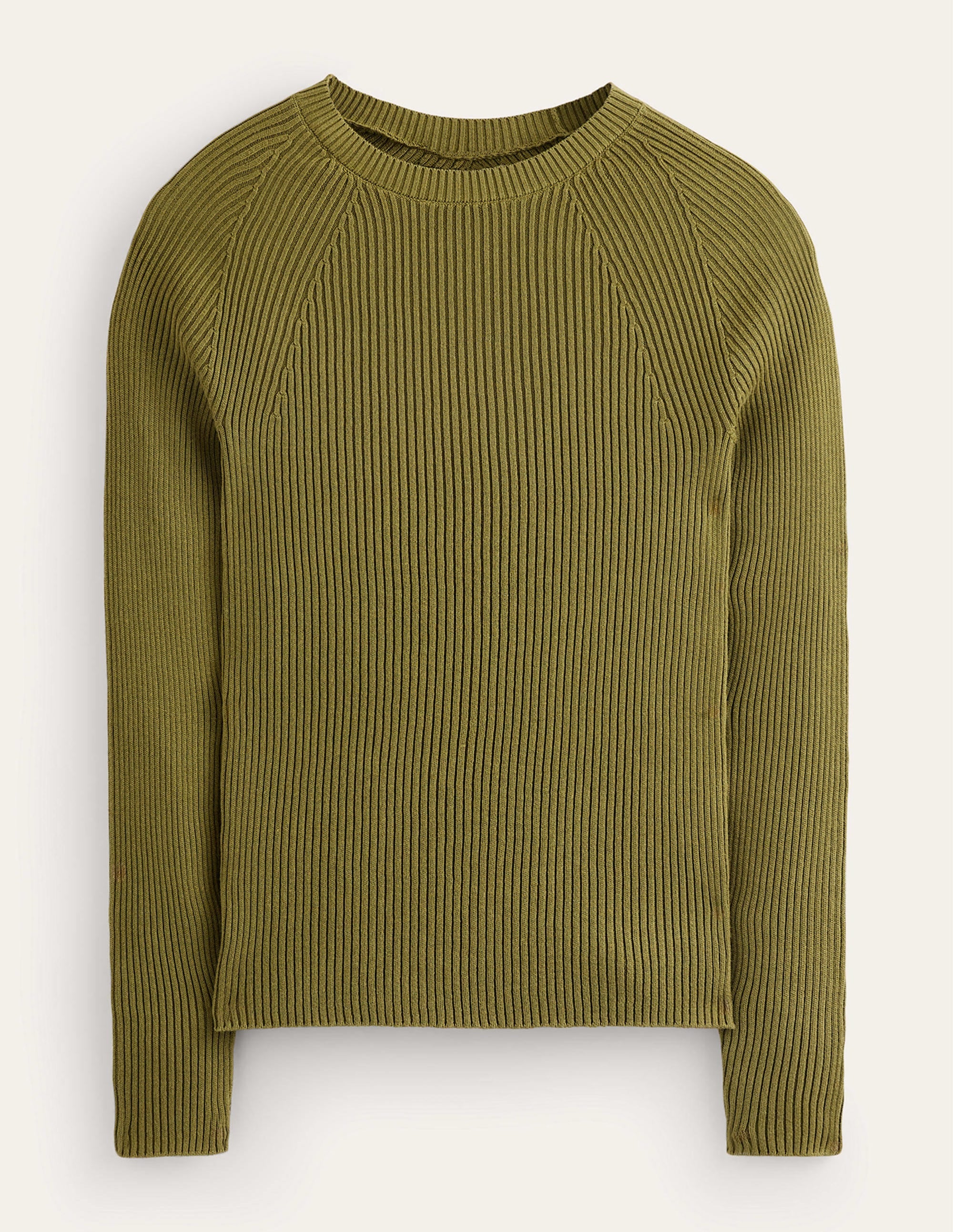 Ribbed Cotton Jumper-Green Olive - Image 5