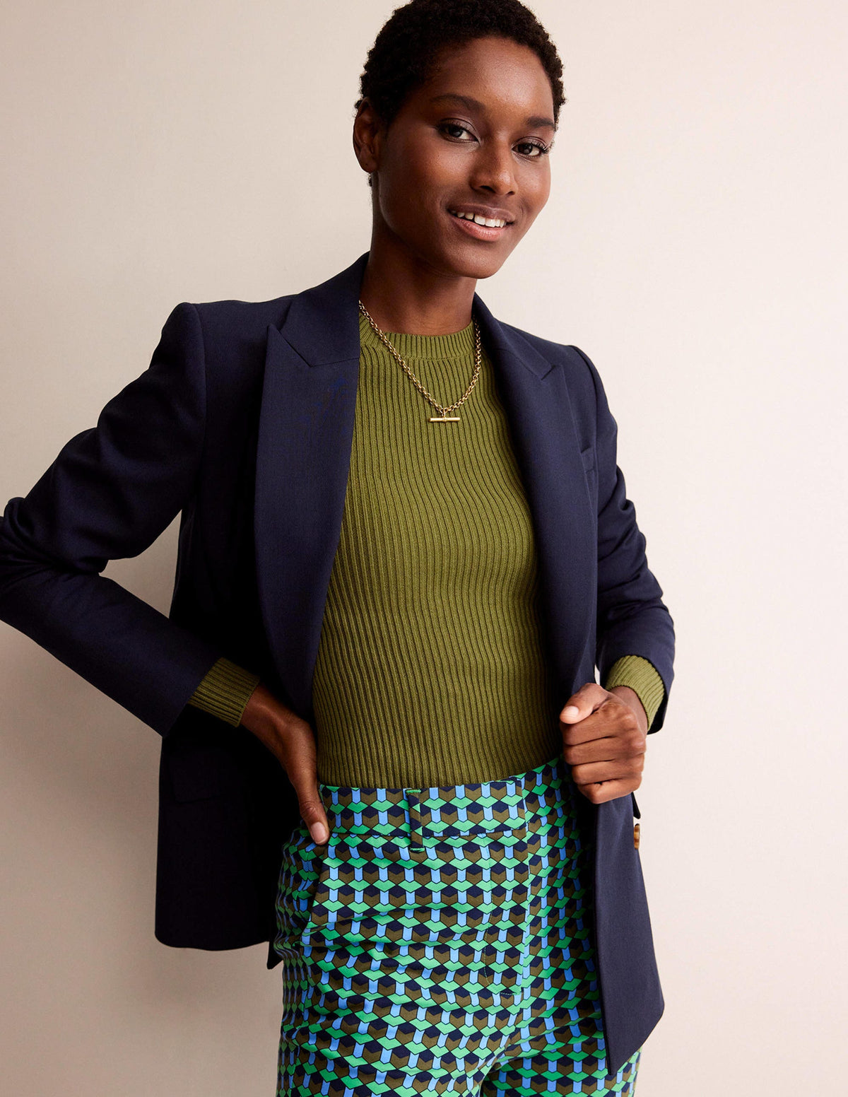 Ribbed Cotton Jumper-Green Olive - Image 4