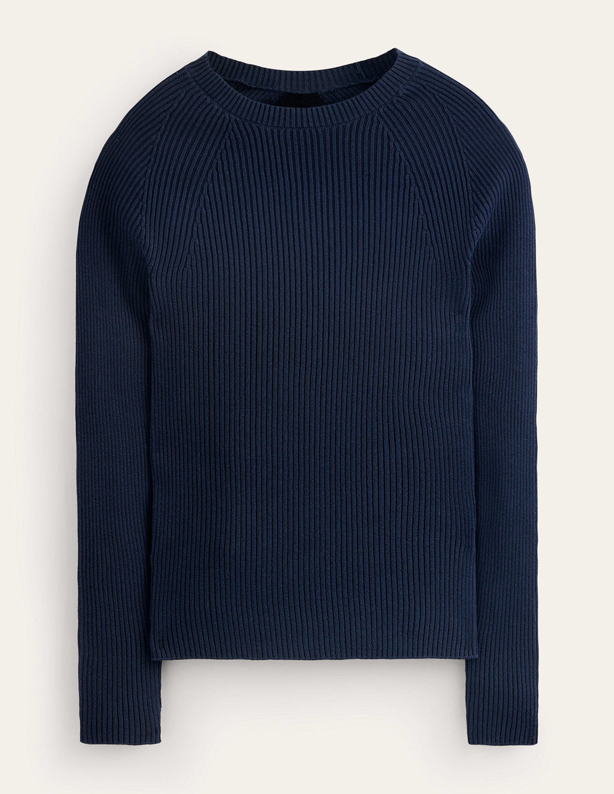 Ribbed Cotton Jumper-Navy - Image 5
