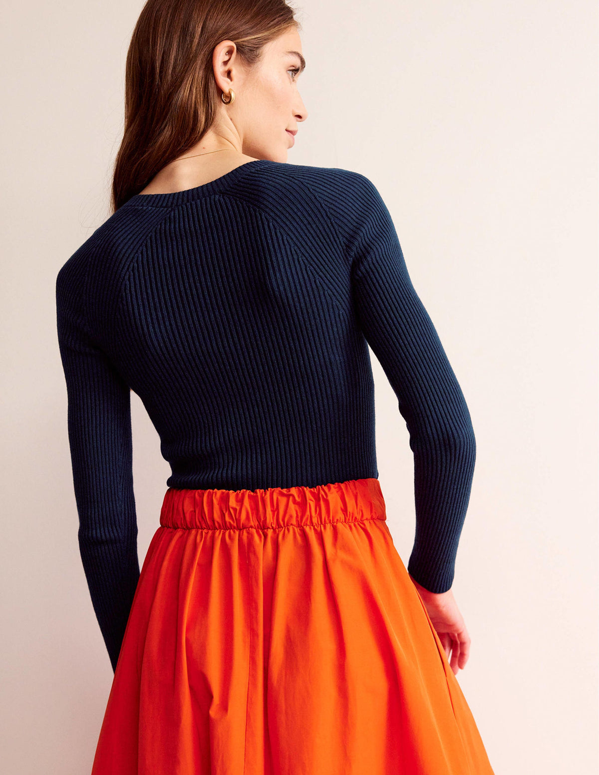Ribbed Cotton Jumper-Navy - Image 3