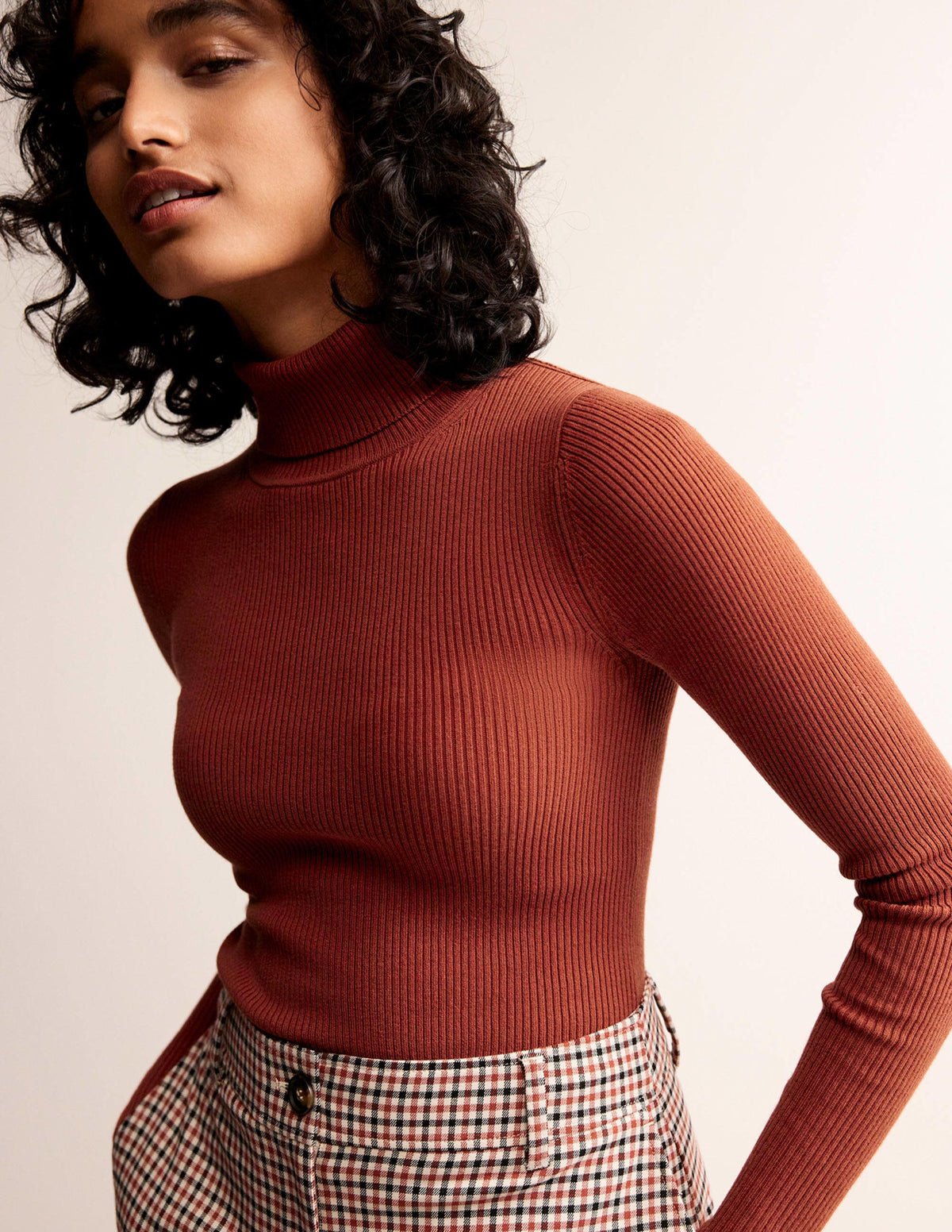 Catriona Roll Neck Sweater-Chestnut Brown-1