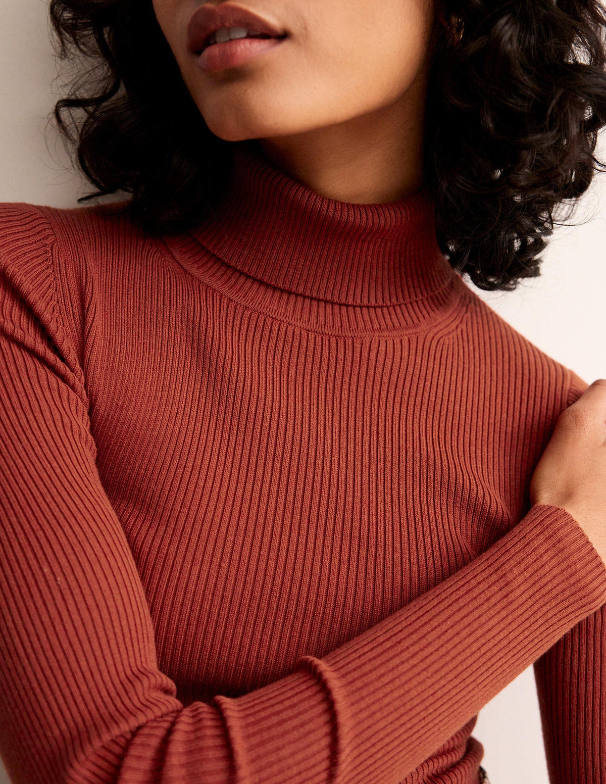 Catriona Roll Neck Sweater-Chestnut Brown - Image 2