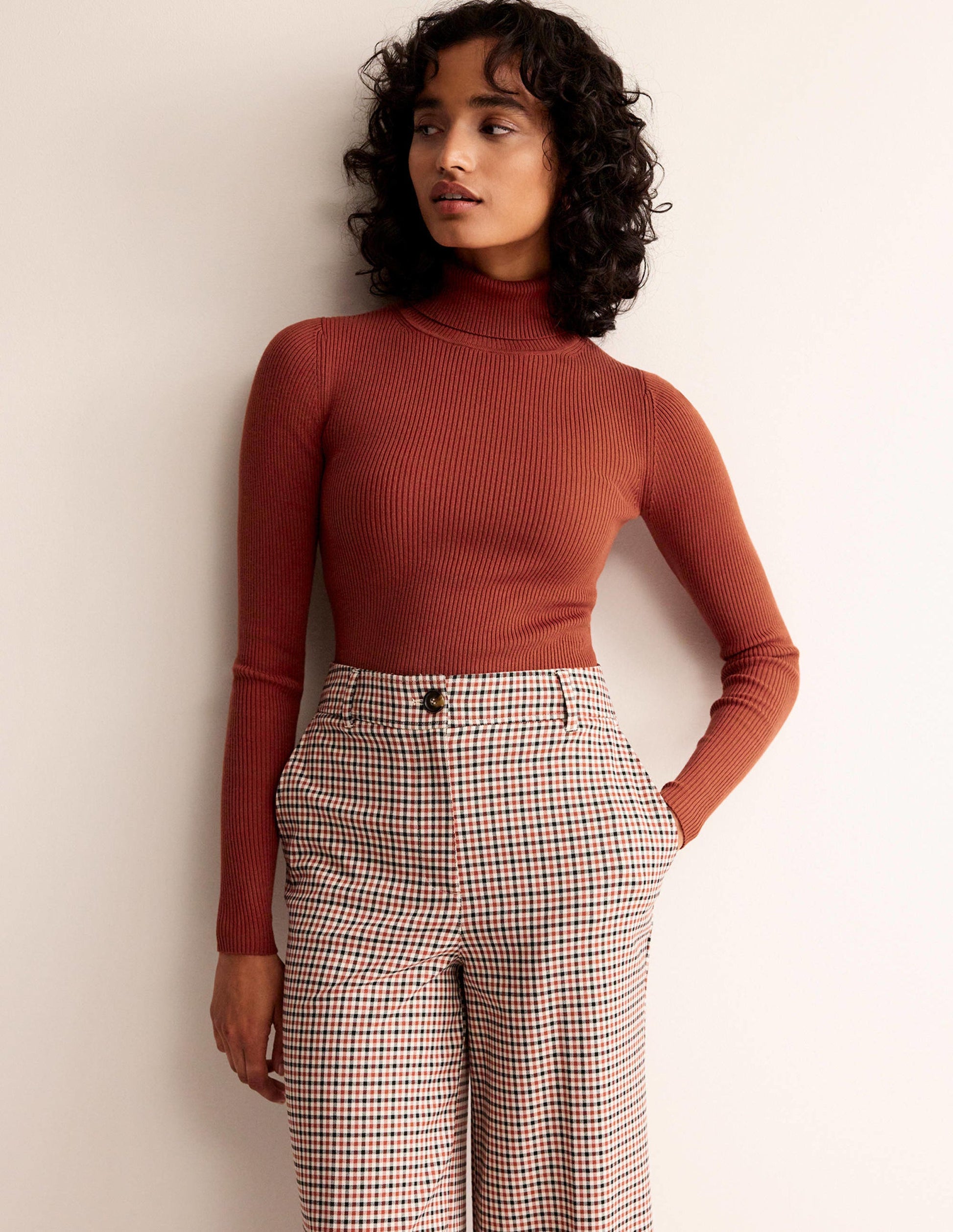 Catriona Roll Neck Sweater-Chestnut Brown-4