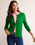 Merino Scalloped Cardigan-Meadow Green