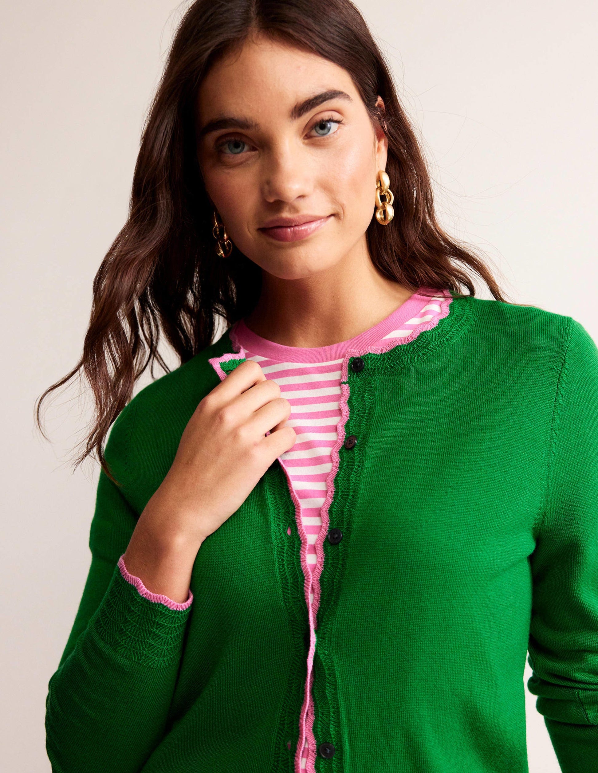 Merino Scalloped Cardigan-Meadow Green-2