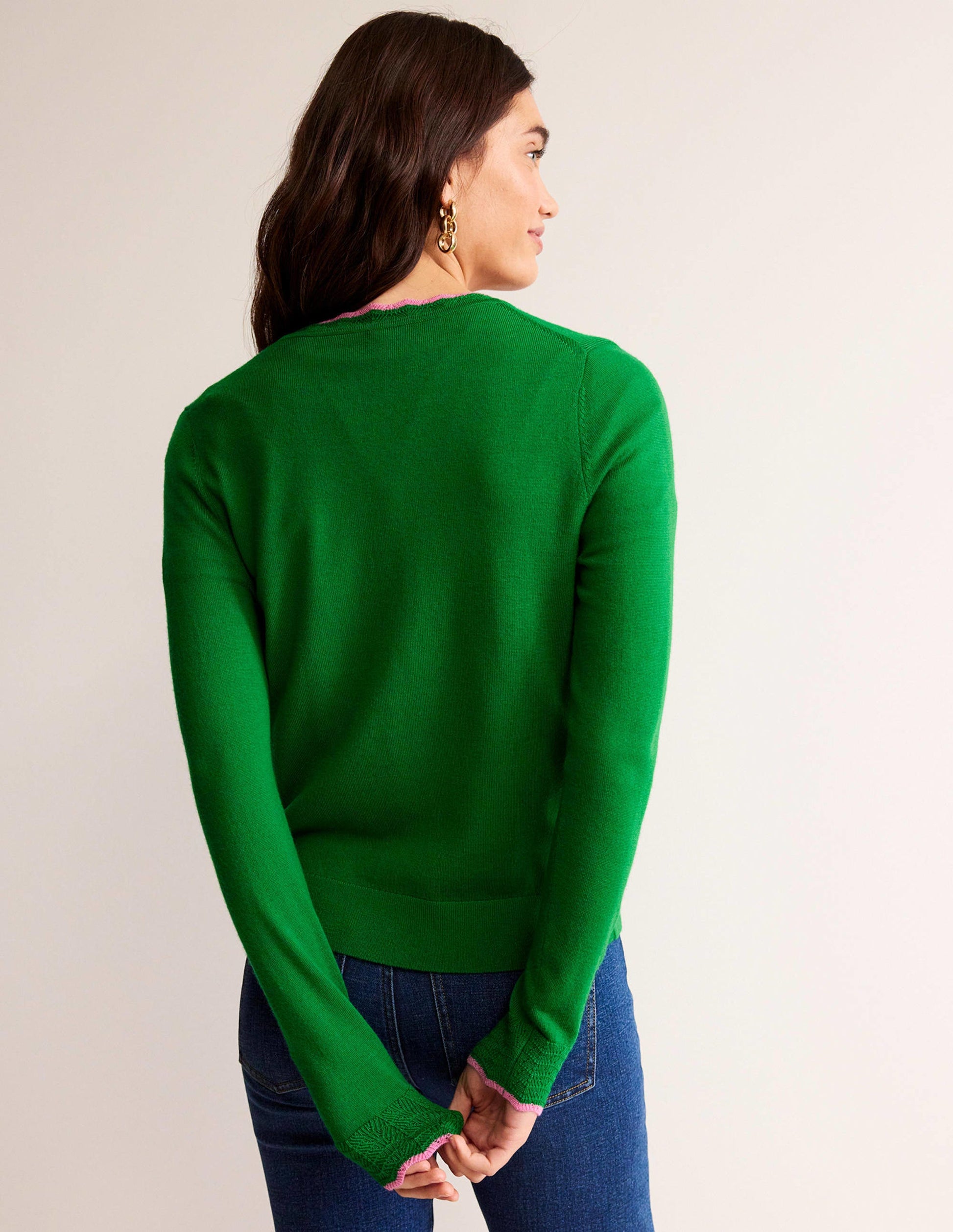 Merino Scalloped Cardigan-Meadow Green-3