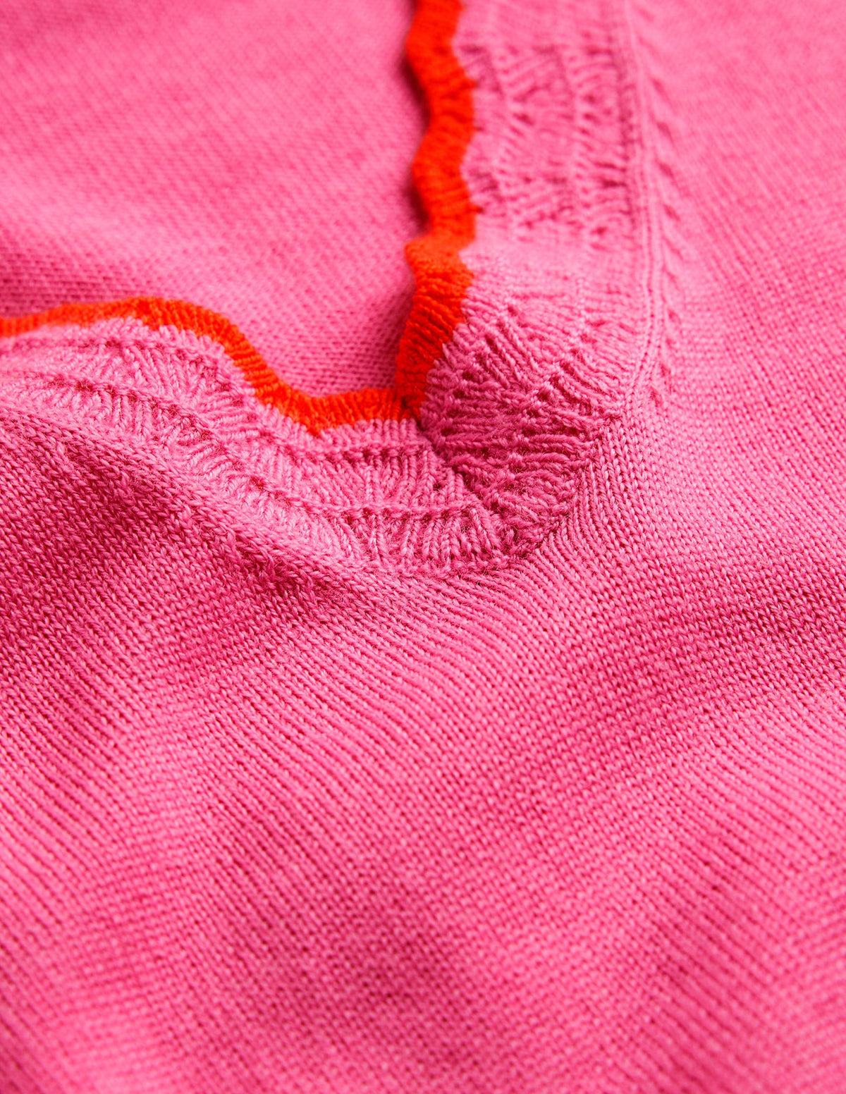 Merino Scallop V-Neck Sweater-Mid Pink-6