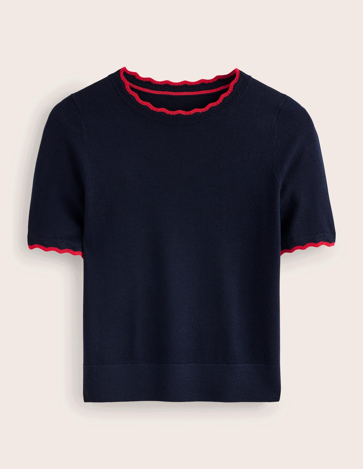 Merino Scalloped T-shirt-Navy - Image 5