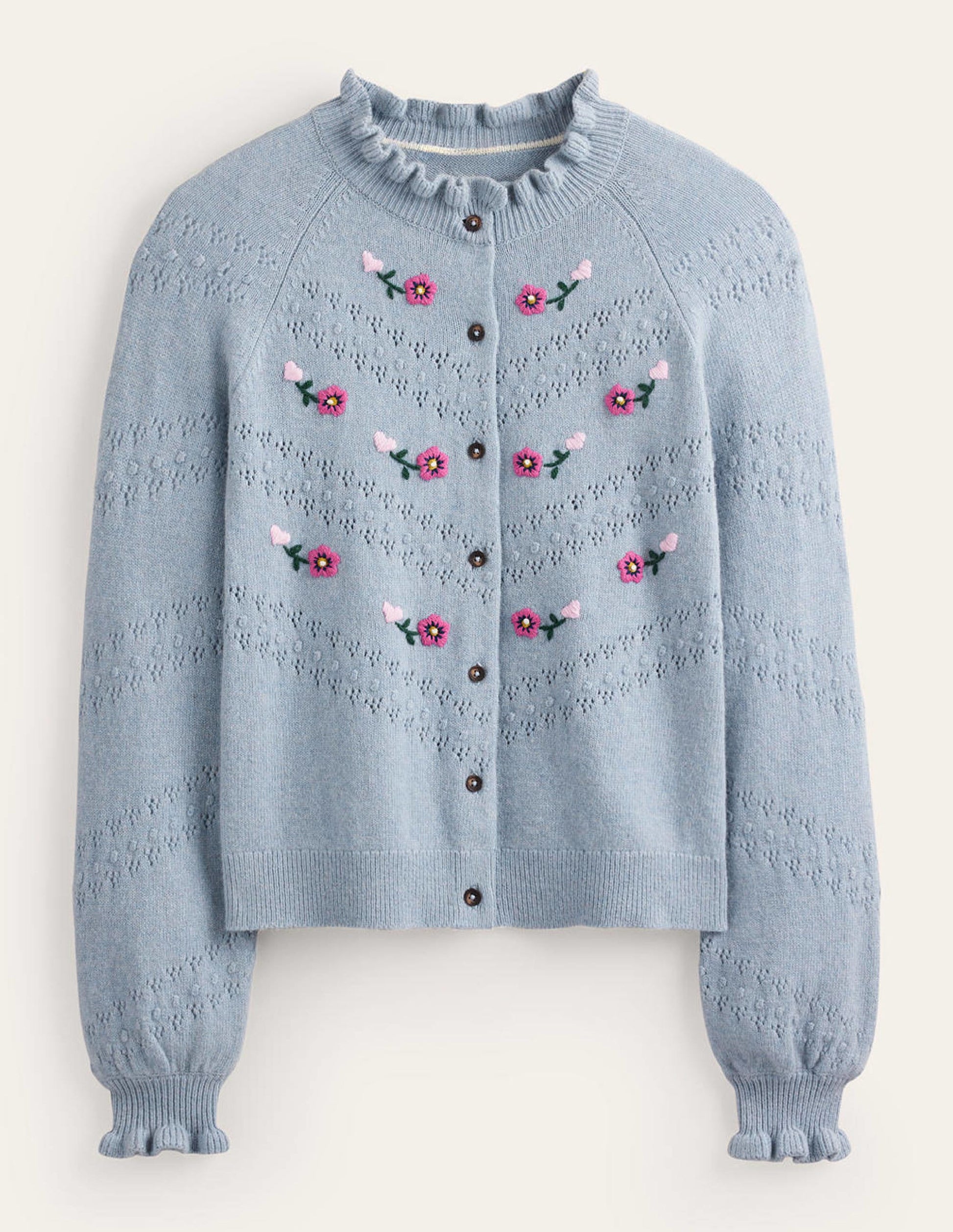 Floral-Embroidered Cardigan-Blue Pebble-6