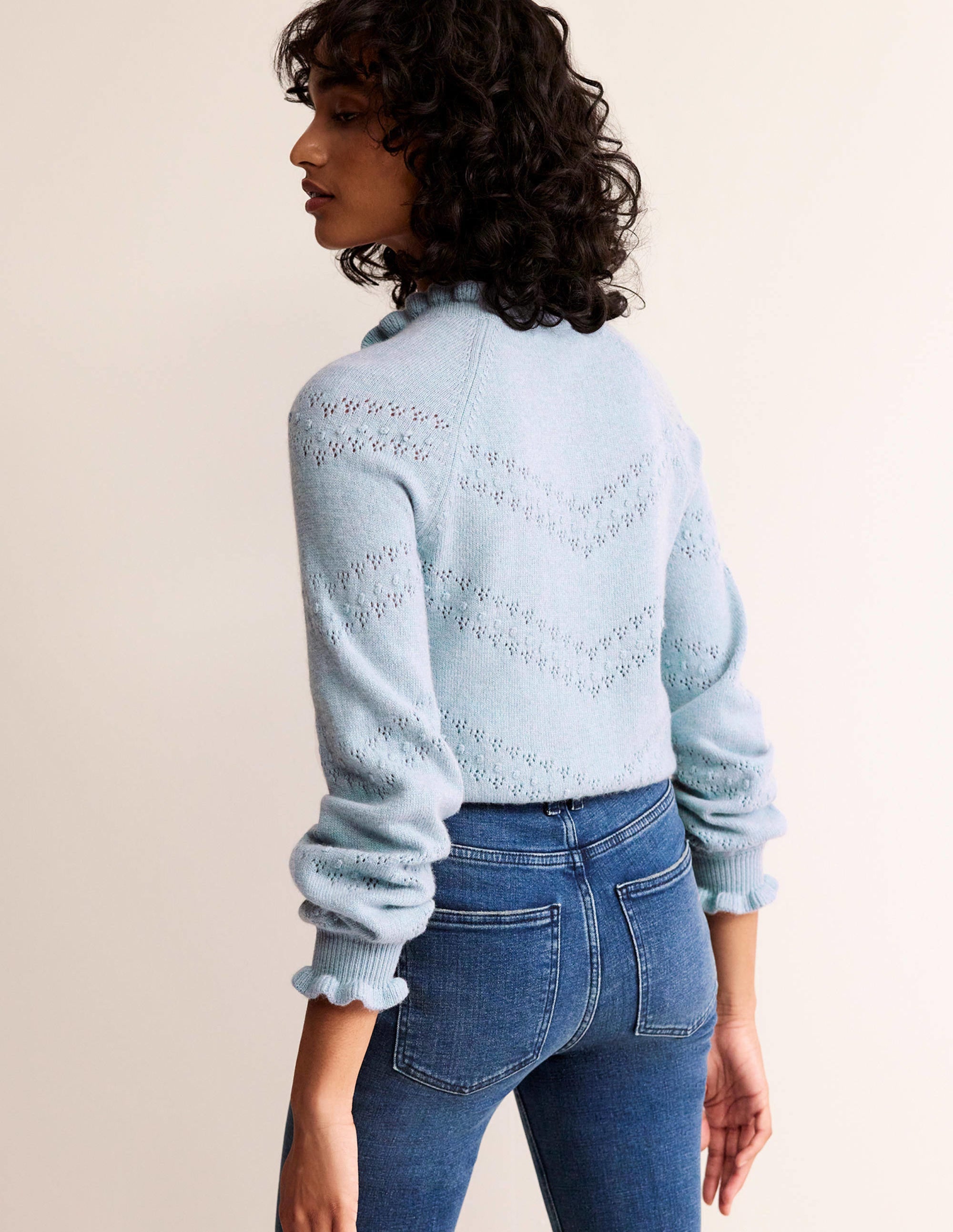 Floral-Embroidered Cardigan-Blue Pebble - Image 3