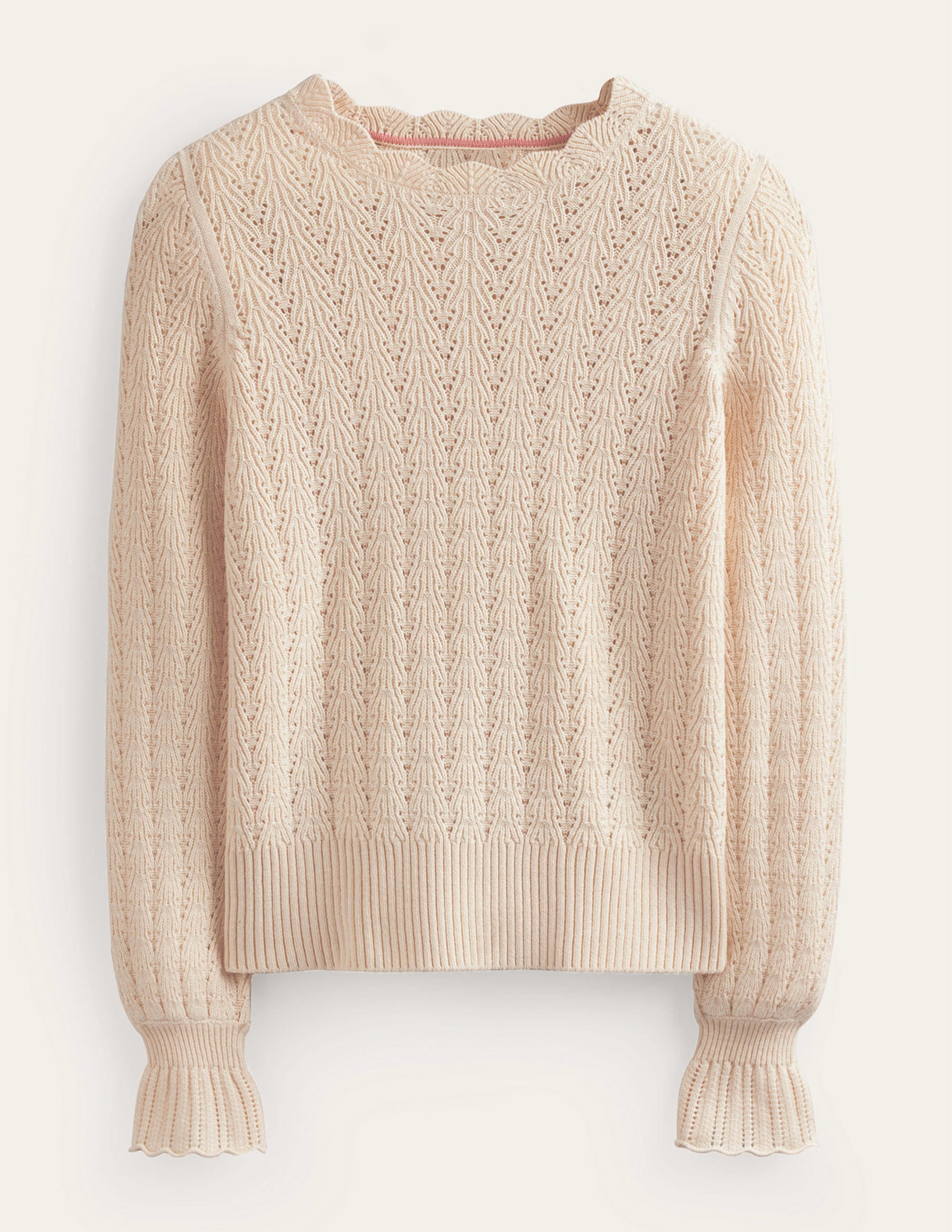 Pointelle Stitch Sweater-Warm Ivory - Image 6