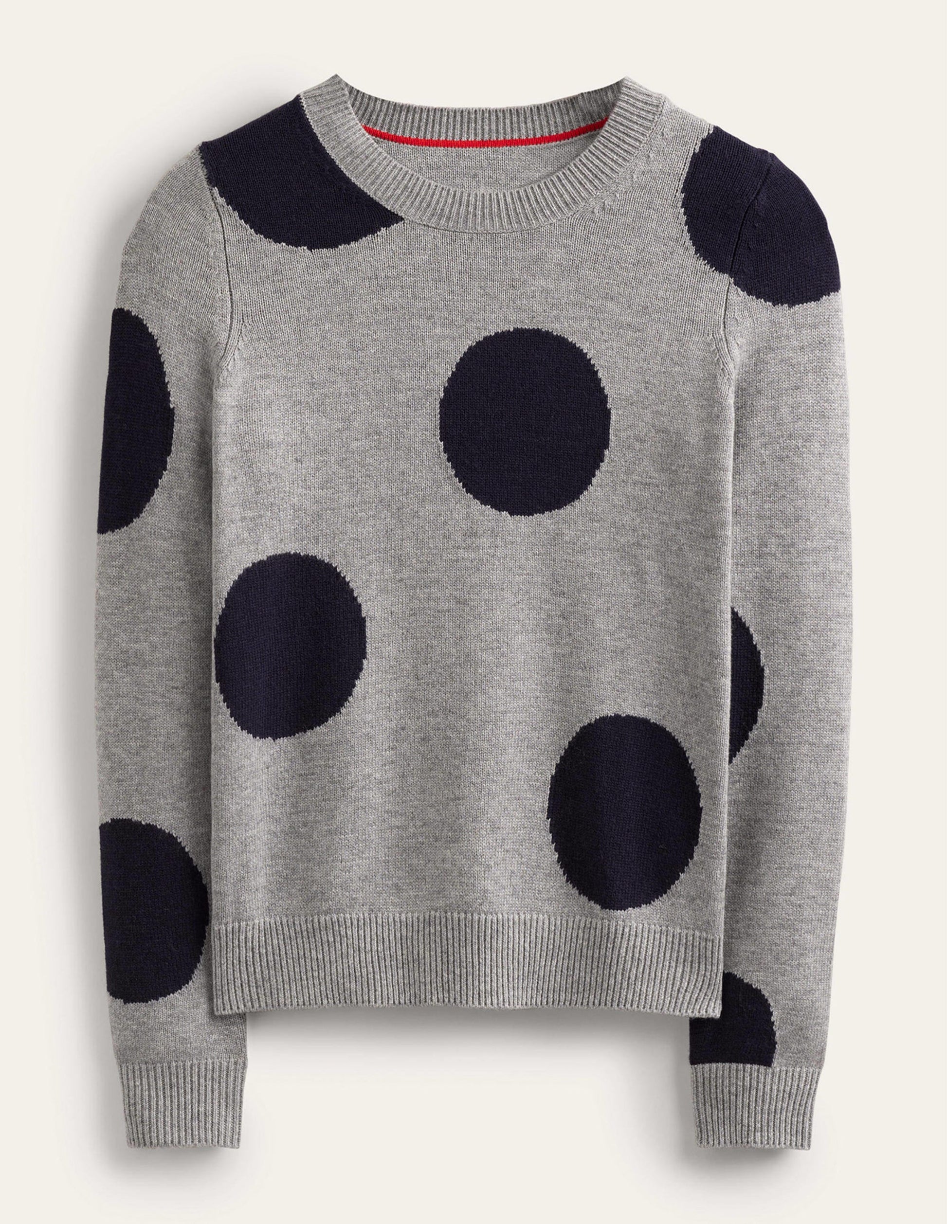 Intarsia Spot Sweater-Grey Melange, Navy Spot-5