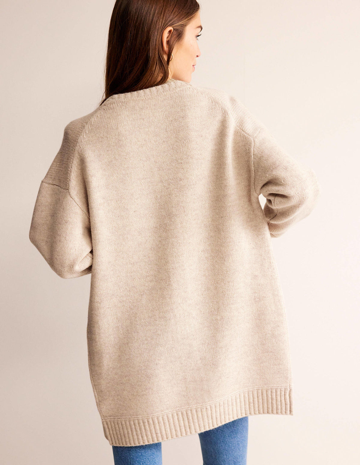 Brushed Wool Coatigan-Oatmeal Melange - Image 3