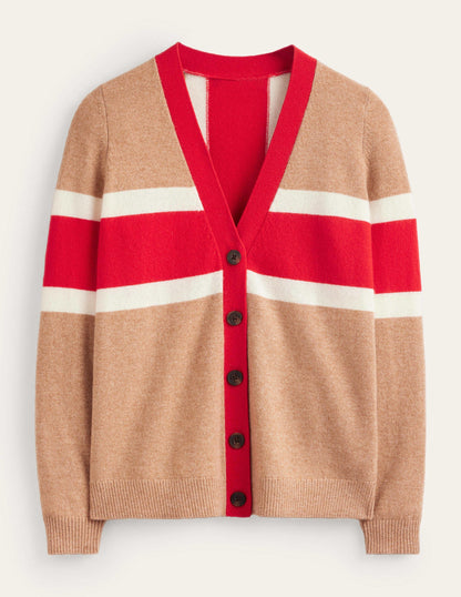 Marianne Cashmere Cardigan-Camel Melange Union Jack