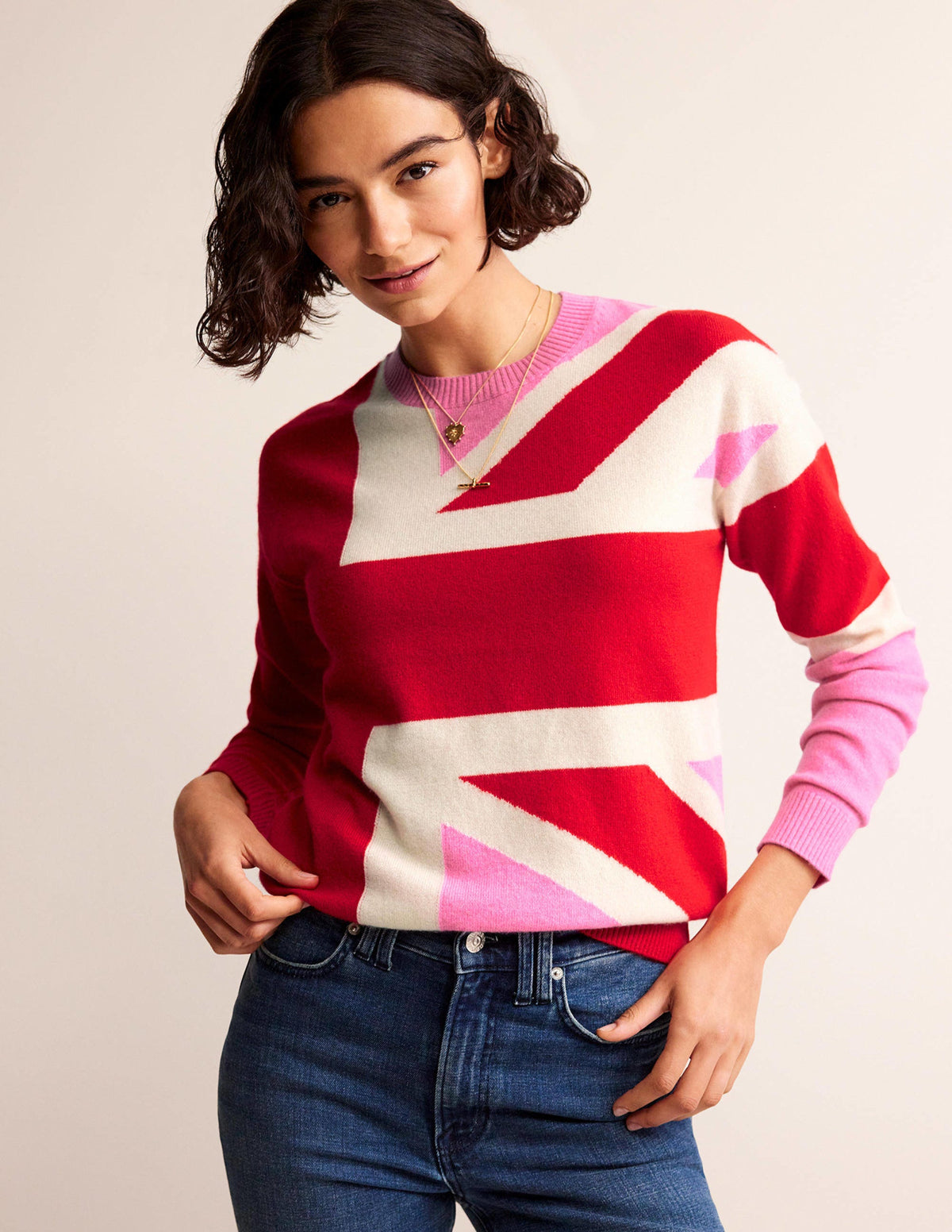 Lydia Cashmere Jumper-Cherry Blossom Melange - Image 1