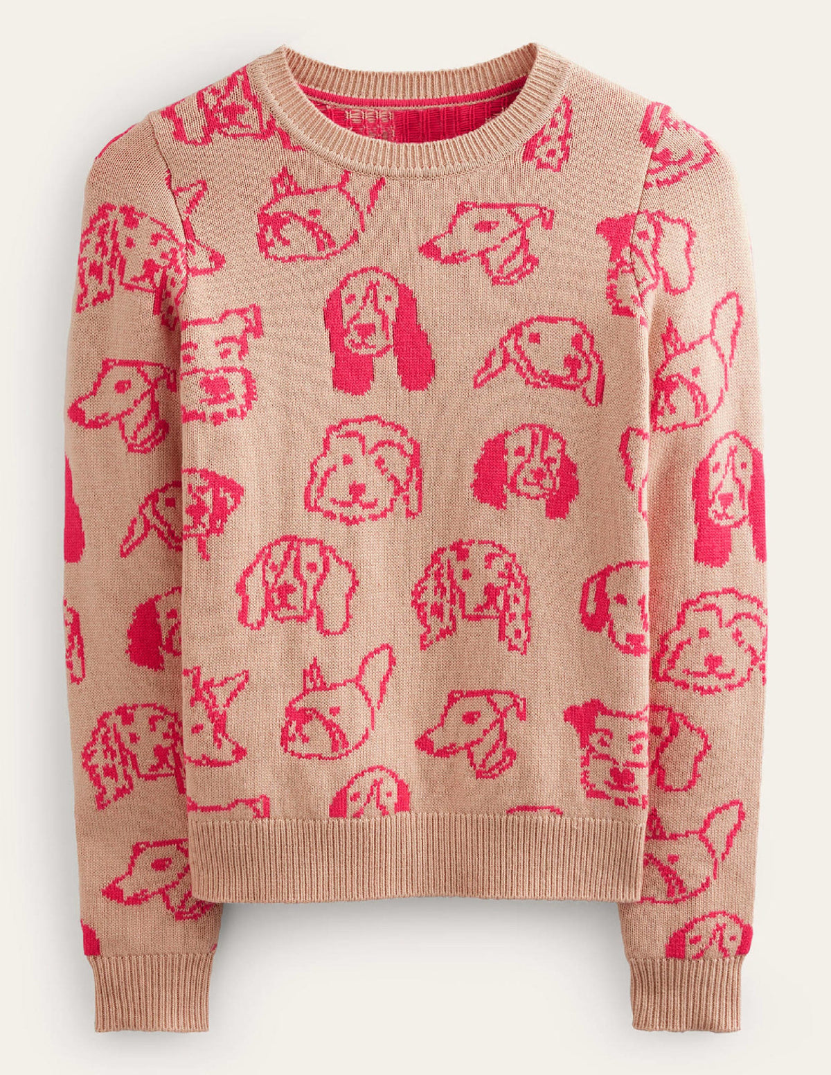 Heather Jacquard Sweater-Chinchilla, Raspberry Dogs - Image 5