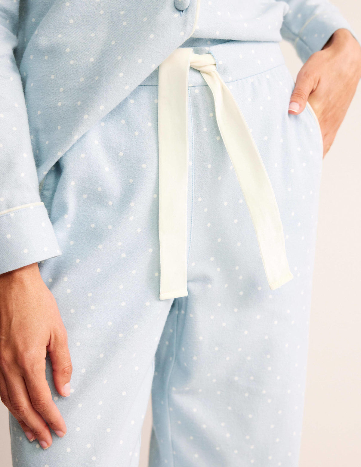 Brushed Cotton Pajama Pants-Surf, Spaced Dotty-2