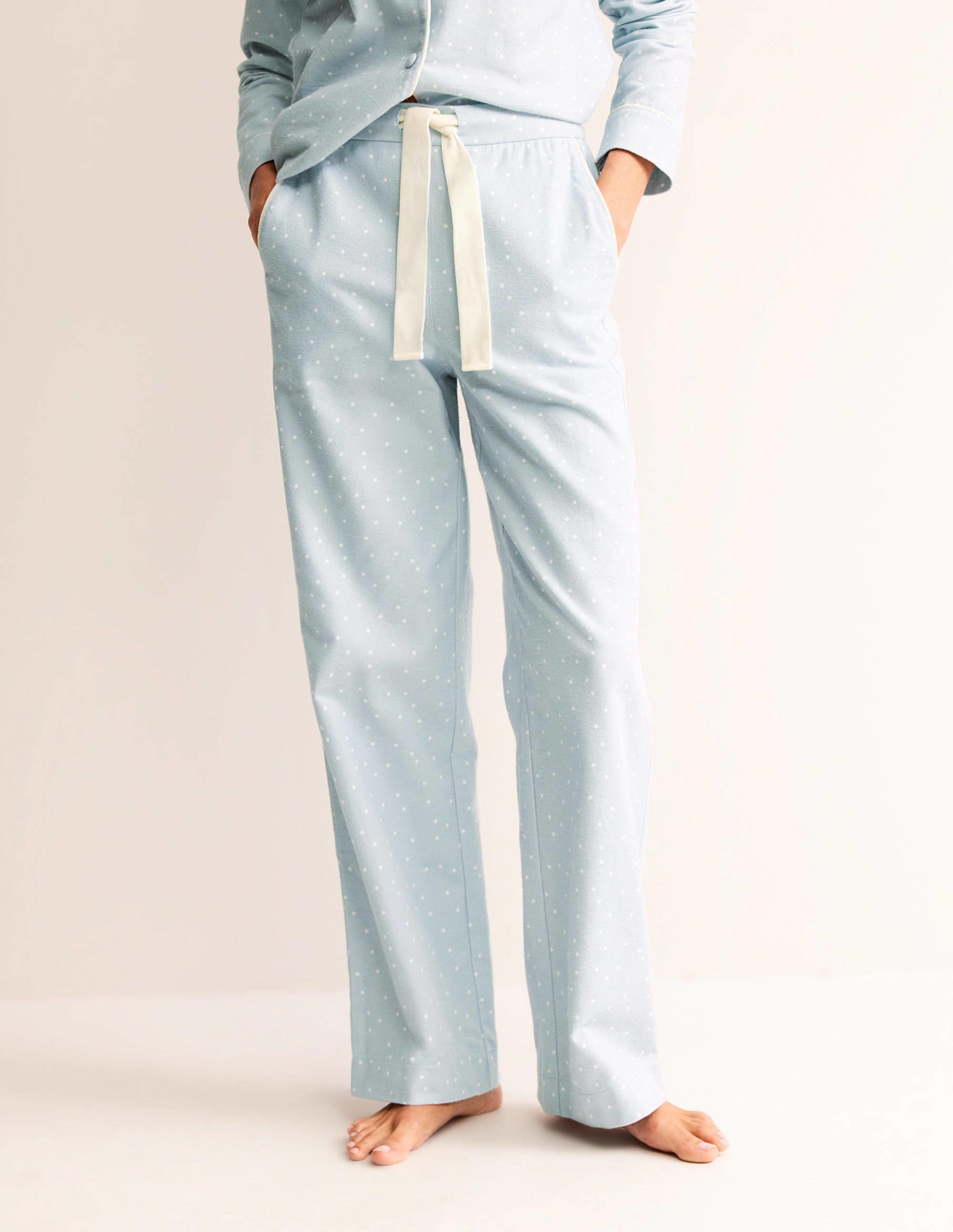 Brushed Cotton Pajama Pants-Surf, Spaced Dotty - Image 4