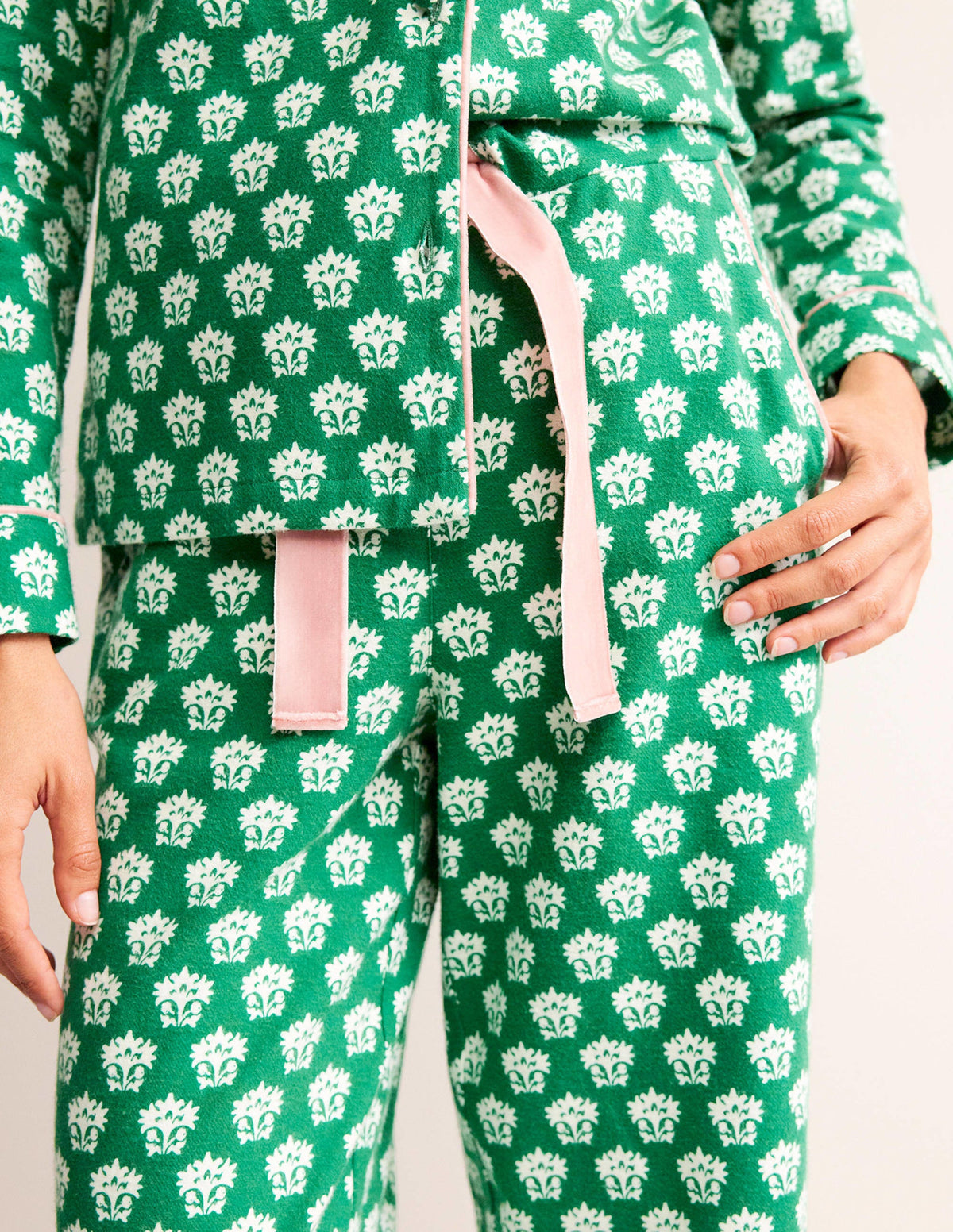 Brushed Cotton Pajama Pants-Veridian Green, Lily-2